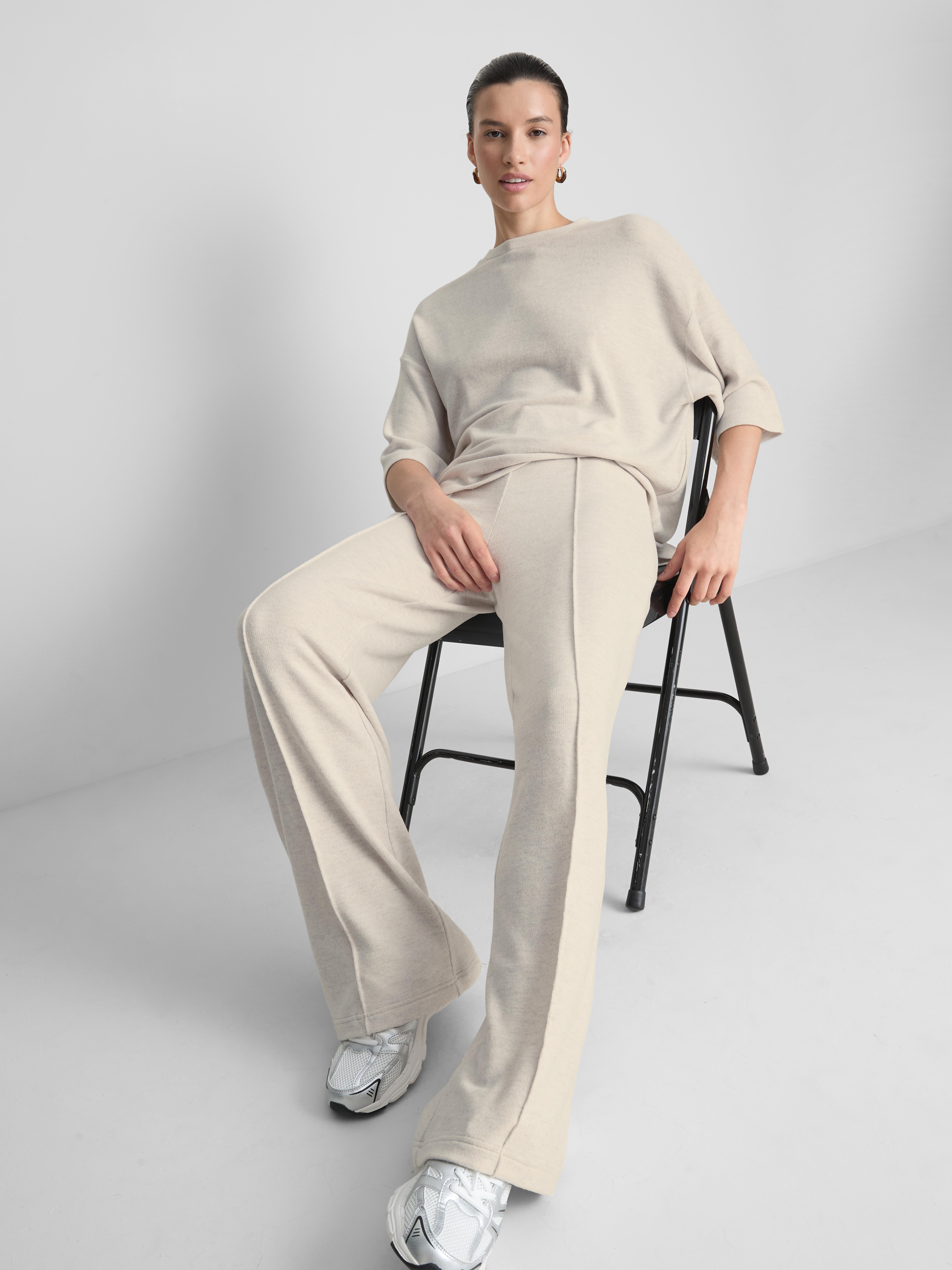 Cozy Wide Leg Sweatpants - Oatmeal
