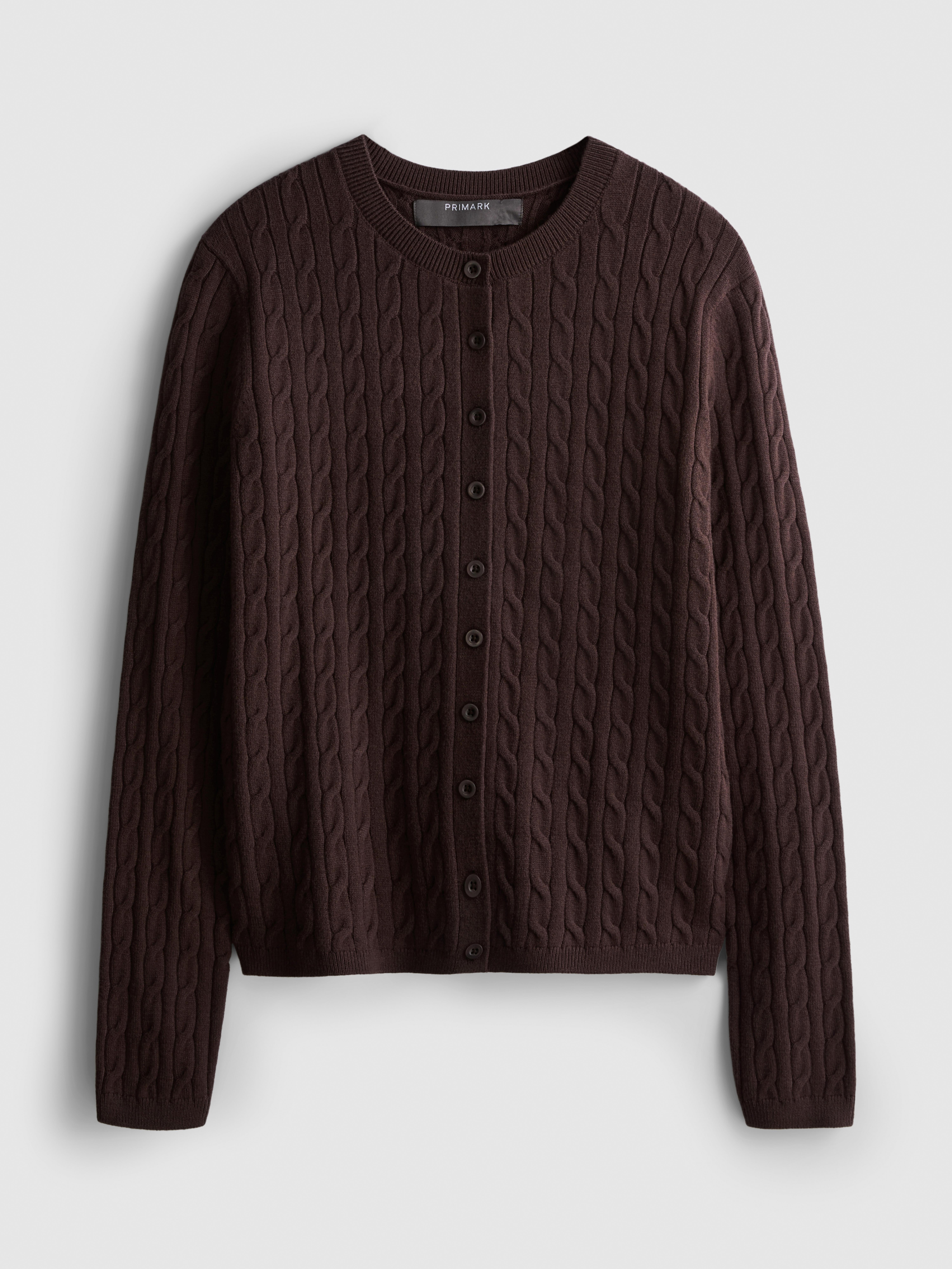 Cable Knit Cardigan - Brown