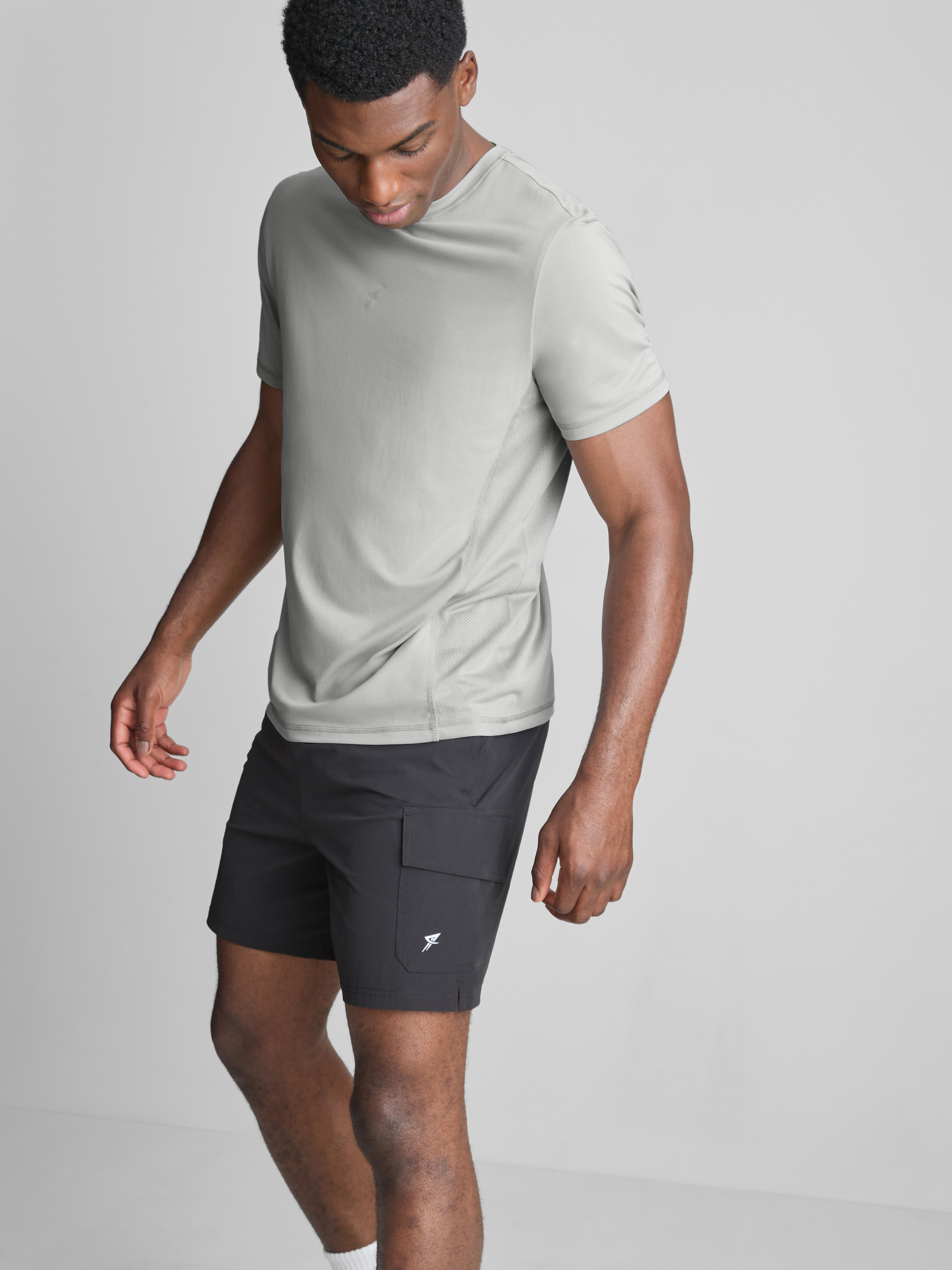 Panelled Gym T-Shirt - Light Gray