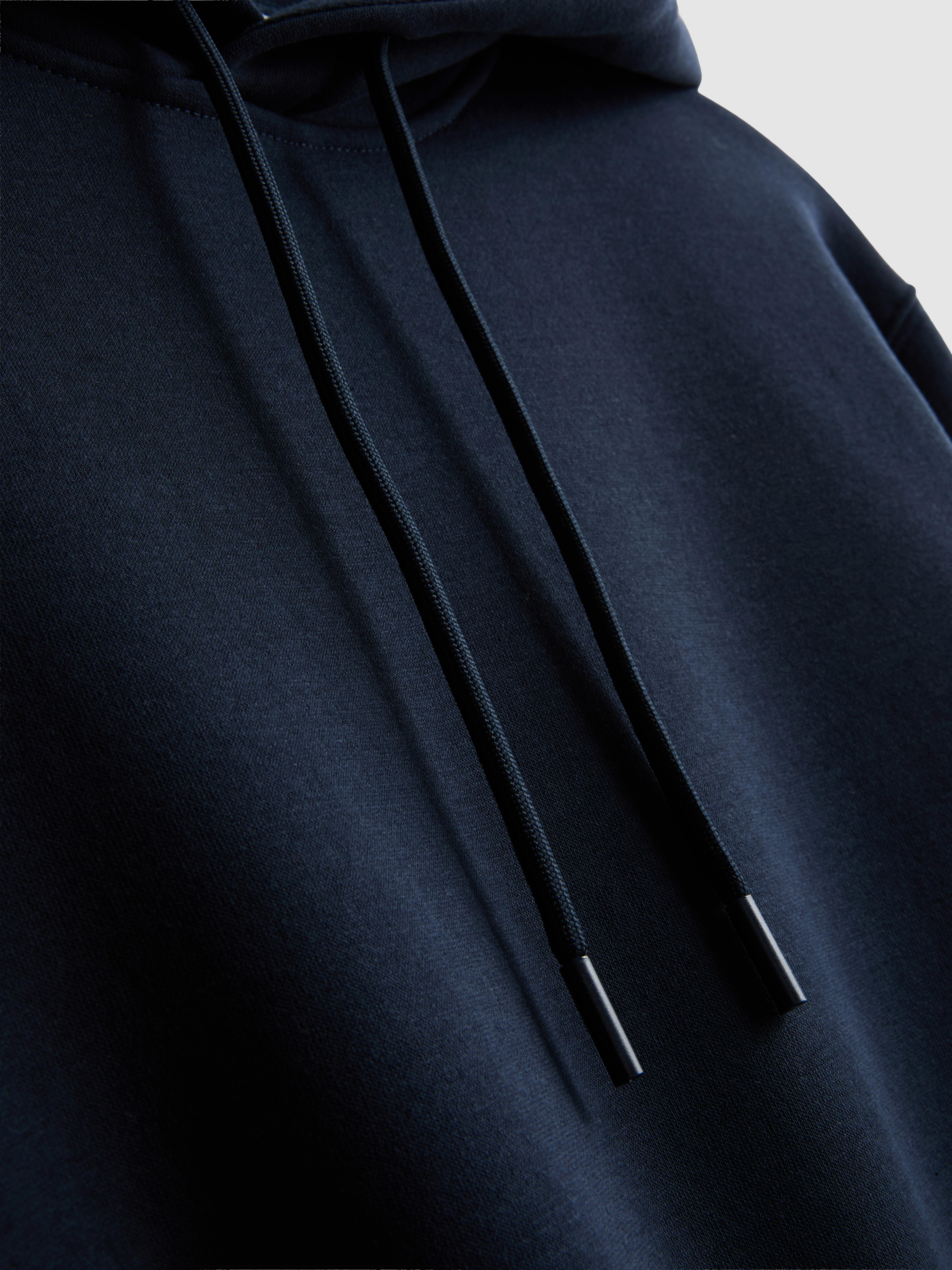 Cotton-Blend Pullover Hoodie - Navy
