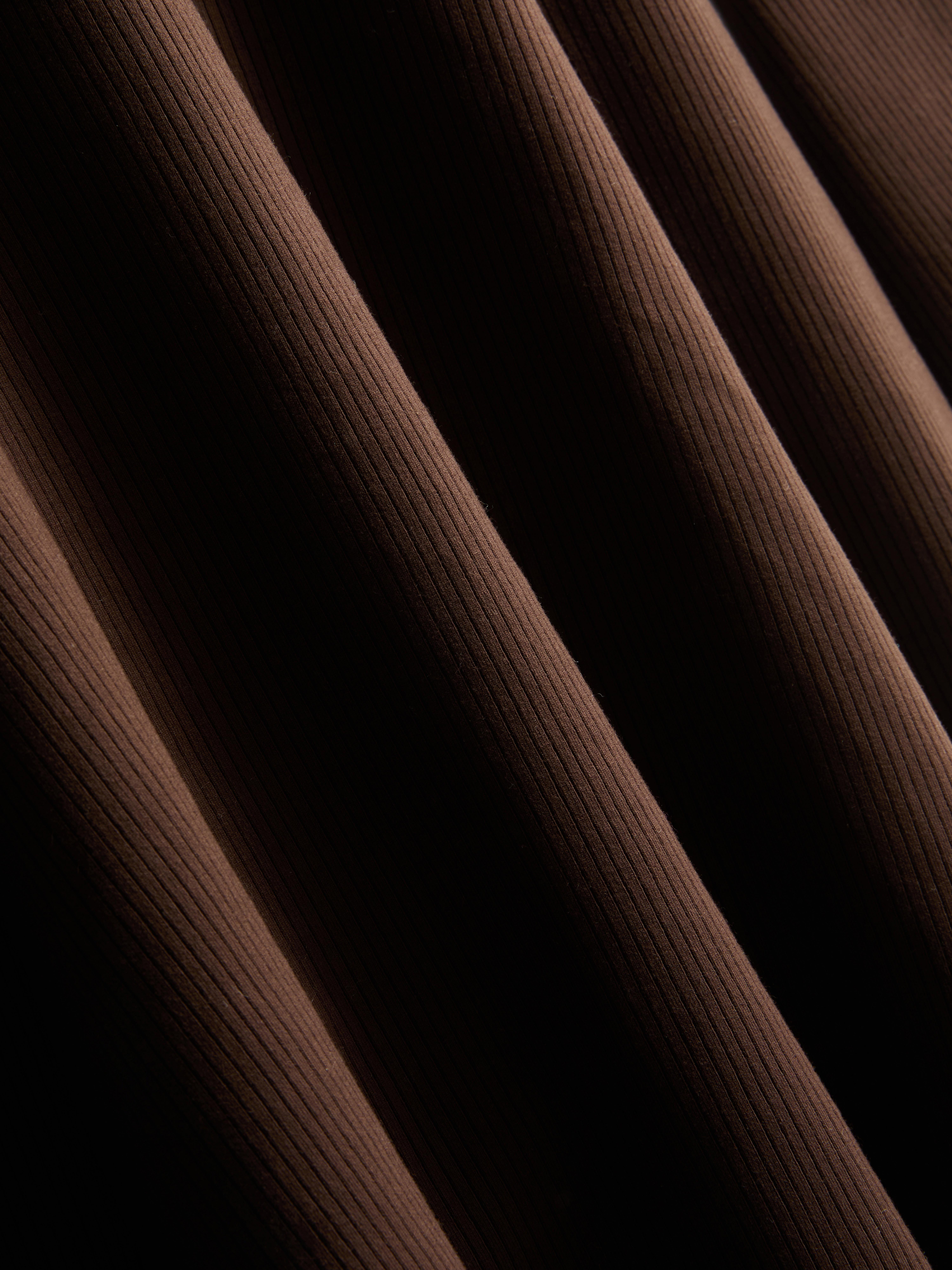 Ribbed A-Line Mini Dress - Chocolate