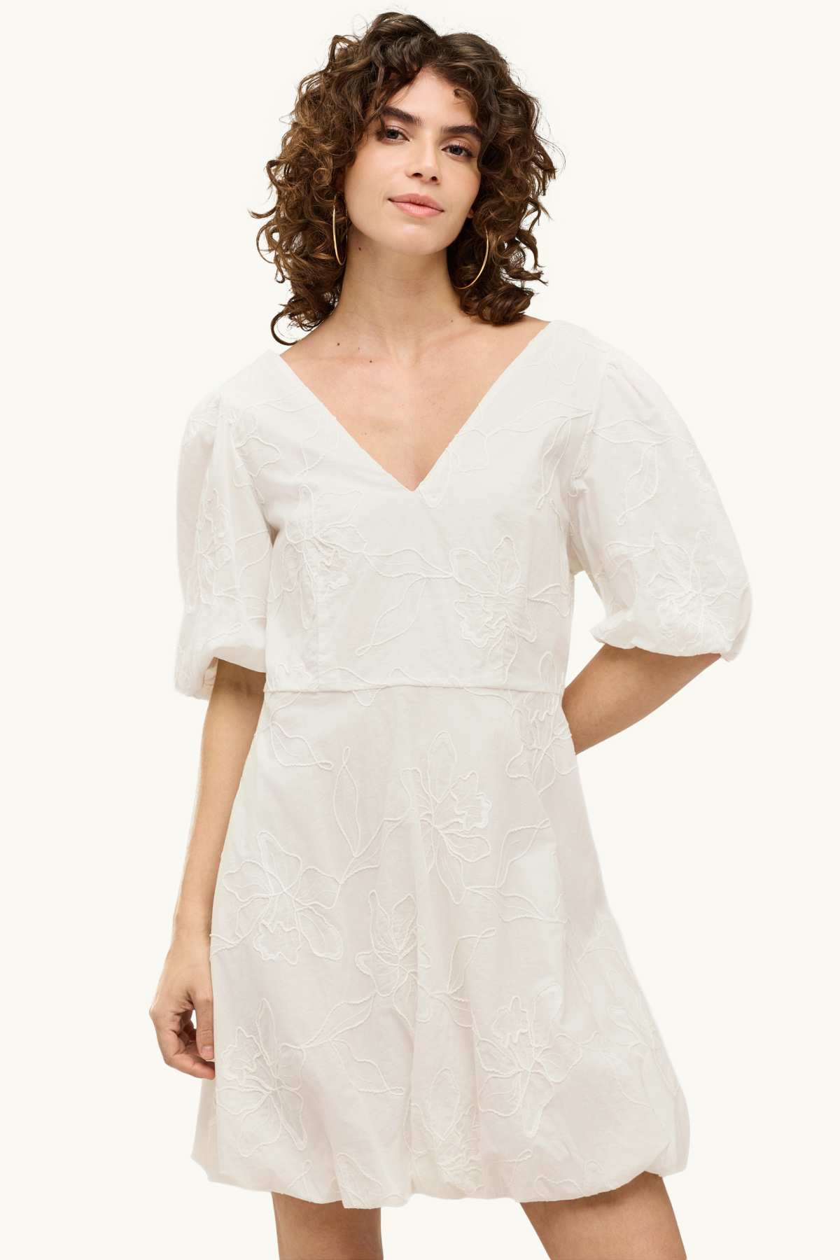 V-neck dress - floral - white