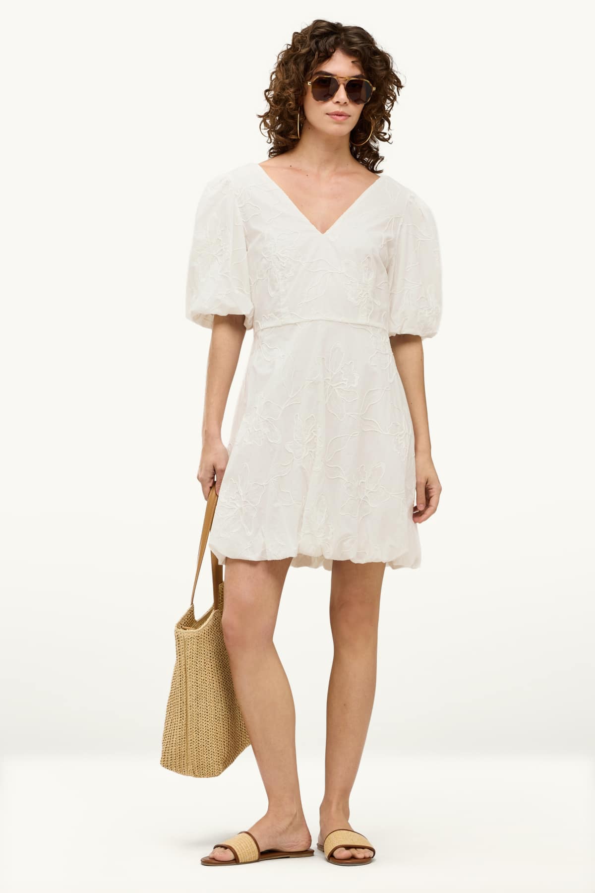 V-neck dress - floral - white