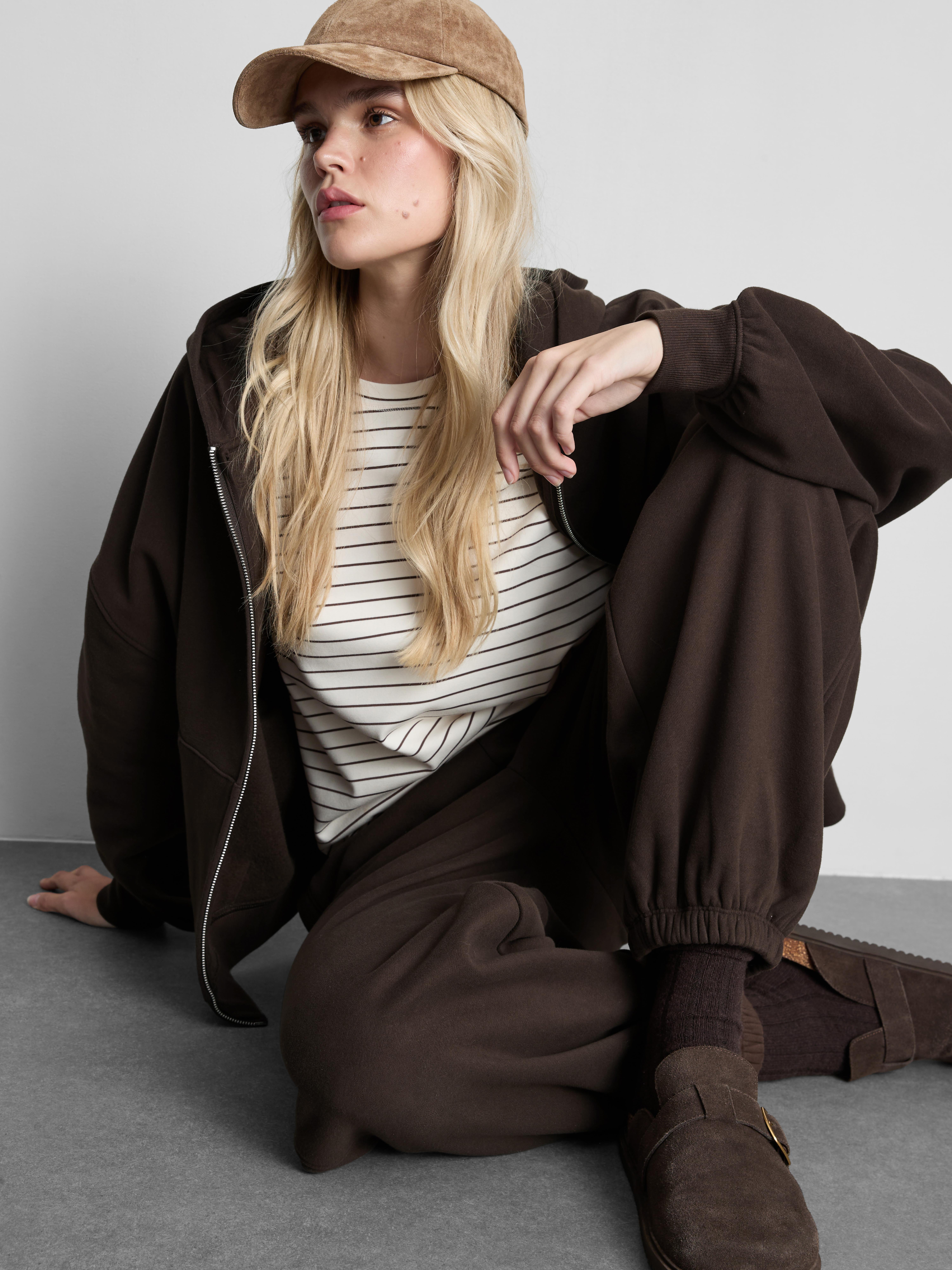 Cotton-Rich Relaxed Cuffed Joggers - Chocolate