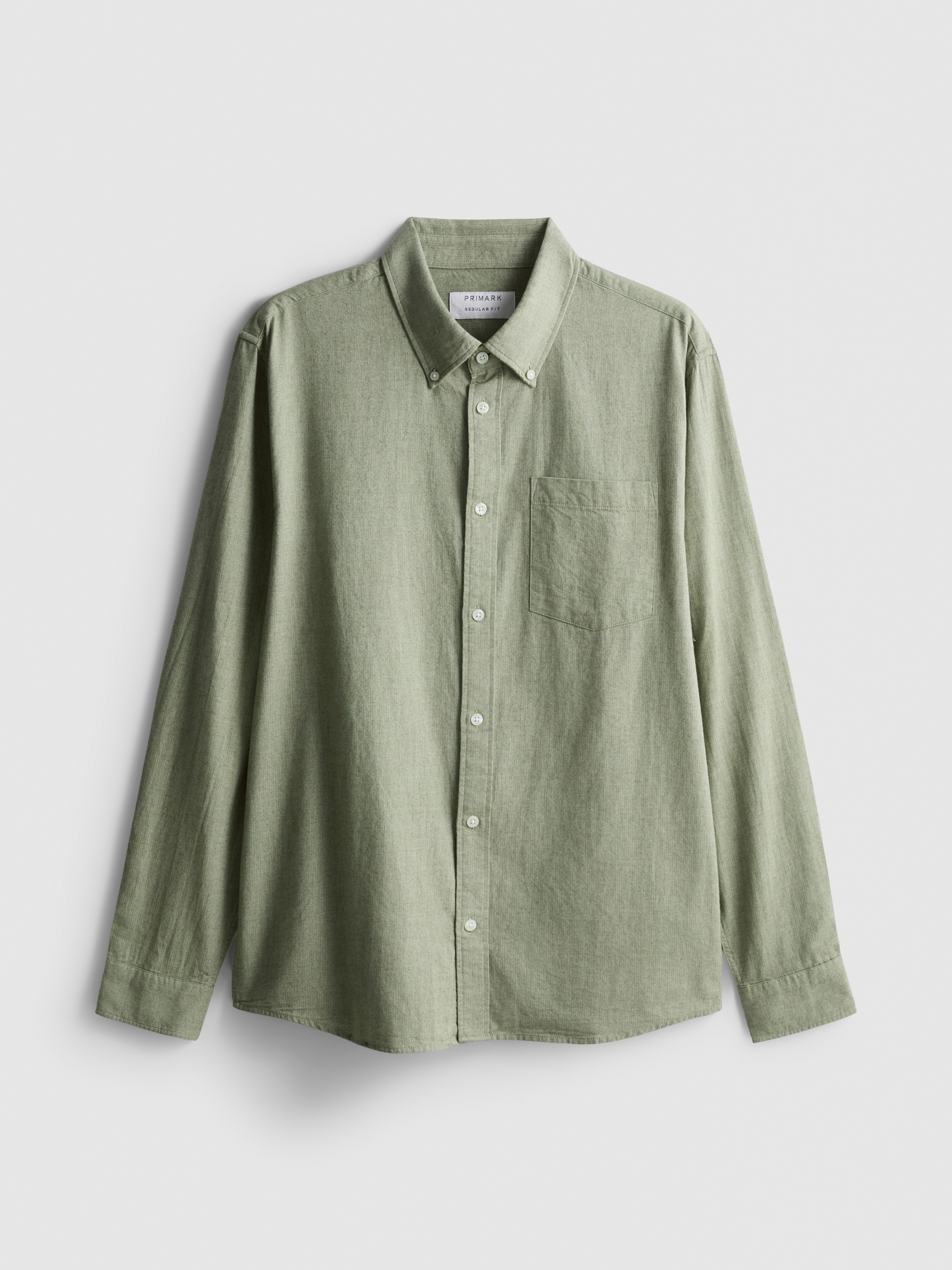Pure Cotton Button-Down Shirt - Green