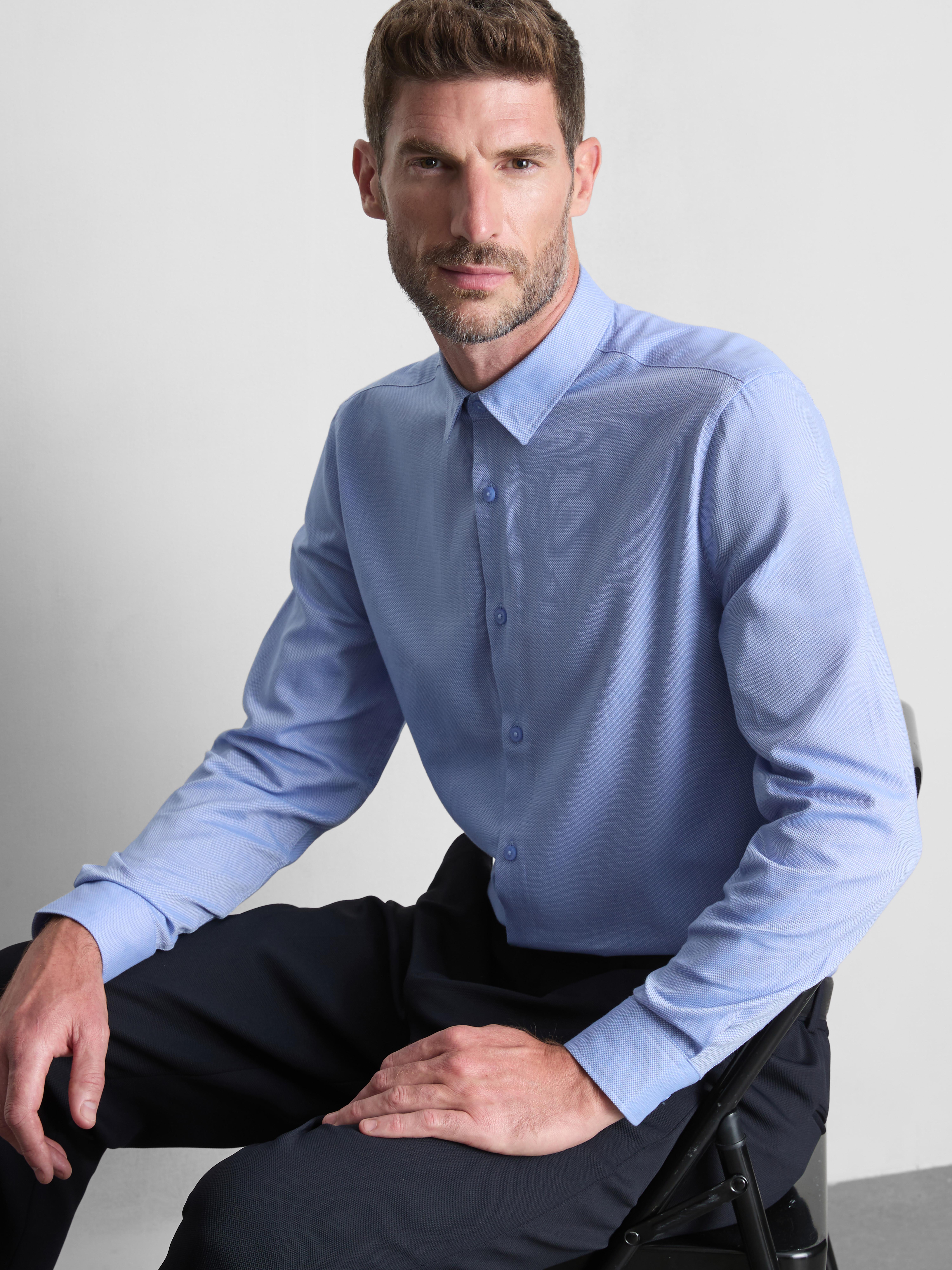Textured Oxford Shirt - Light Blue
