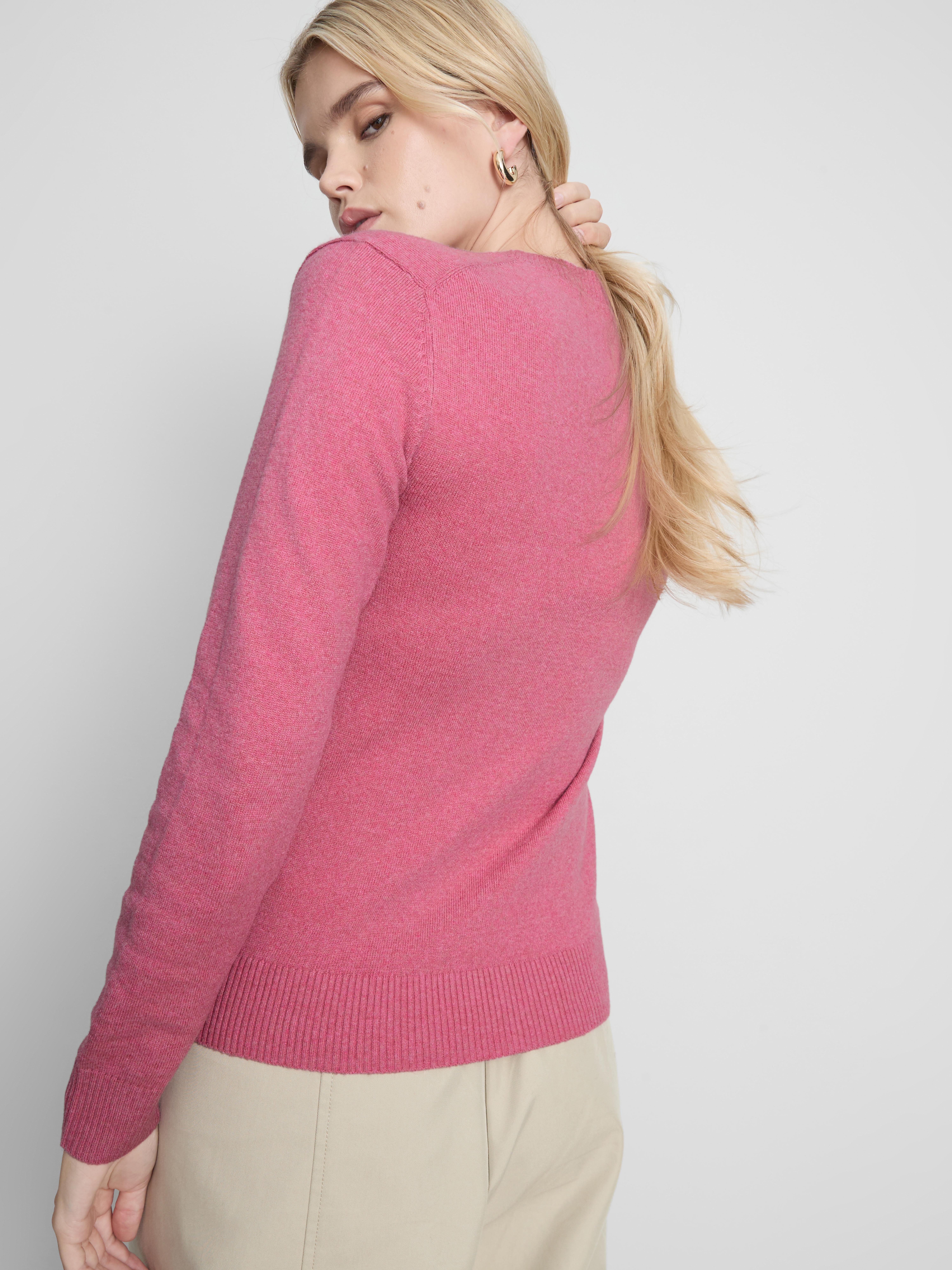 Soft Knitted Crew Neck Sweater - Pink