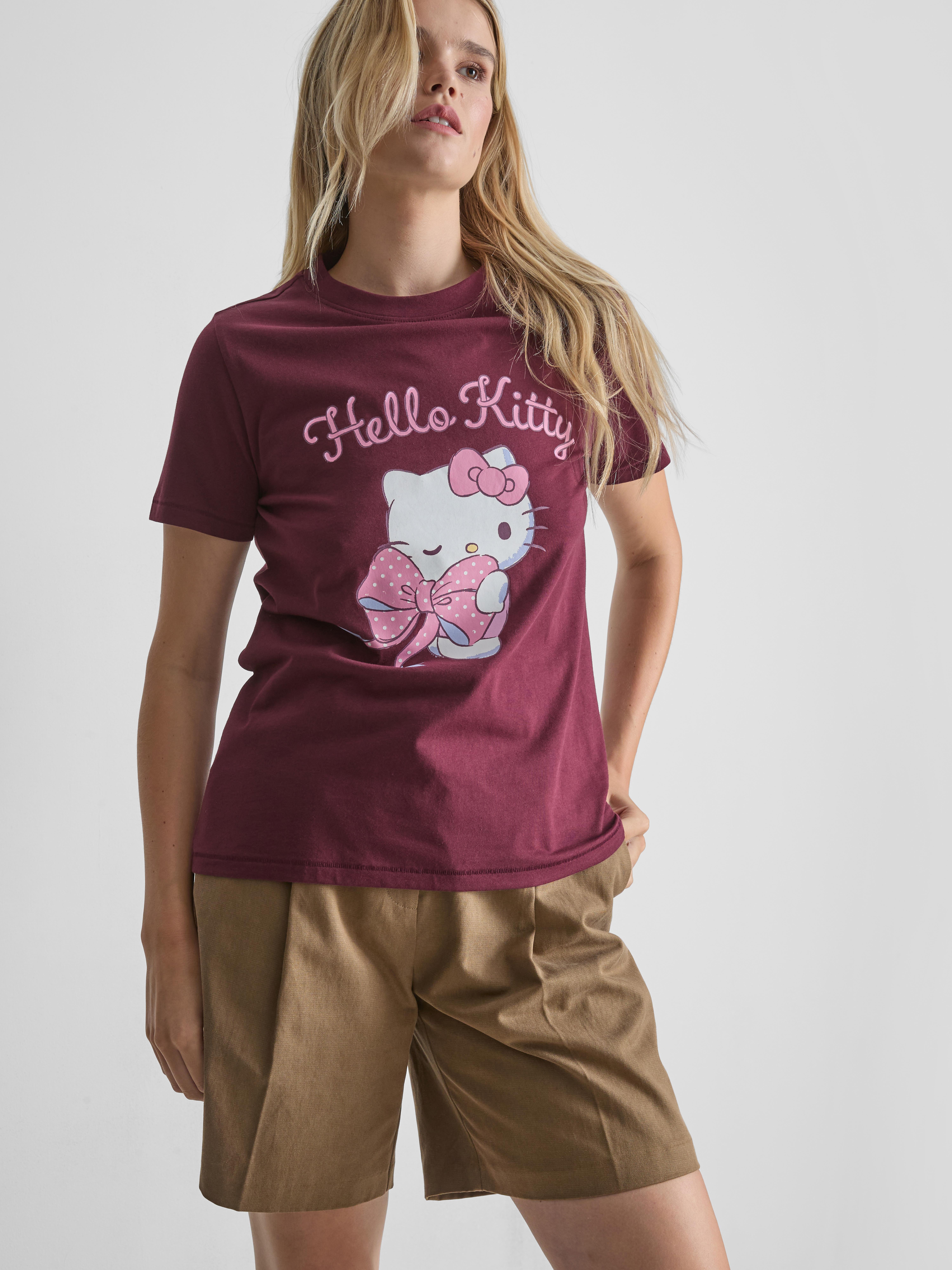 Hello Kitty Pure Cotton Graphic Tee - Burgundy