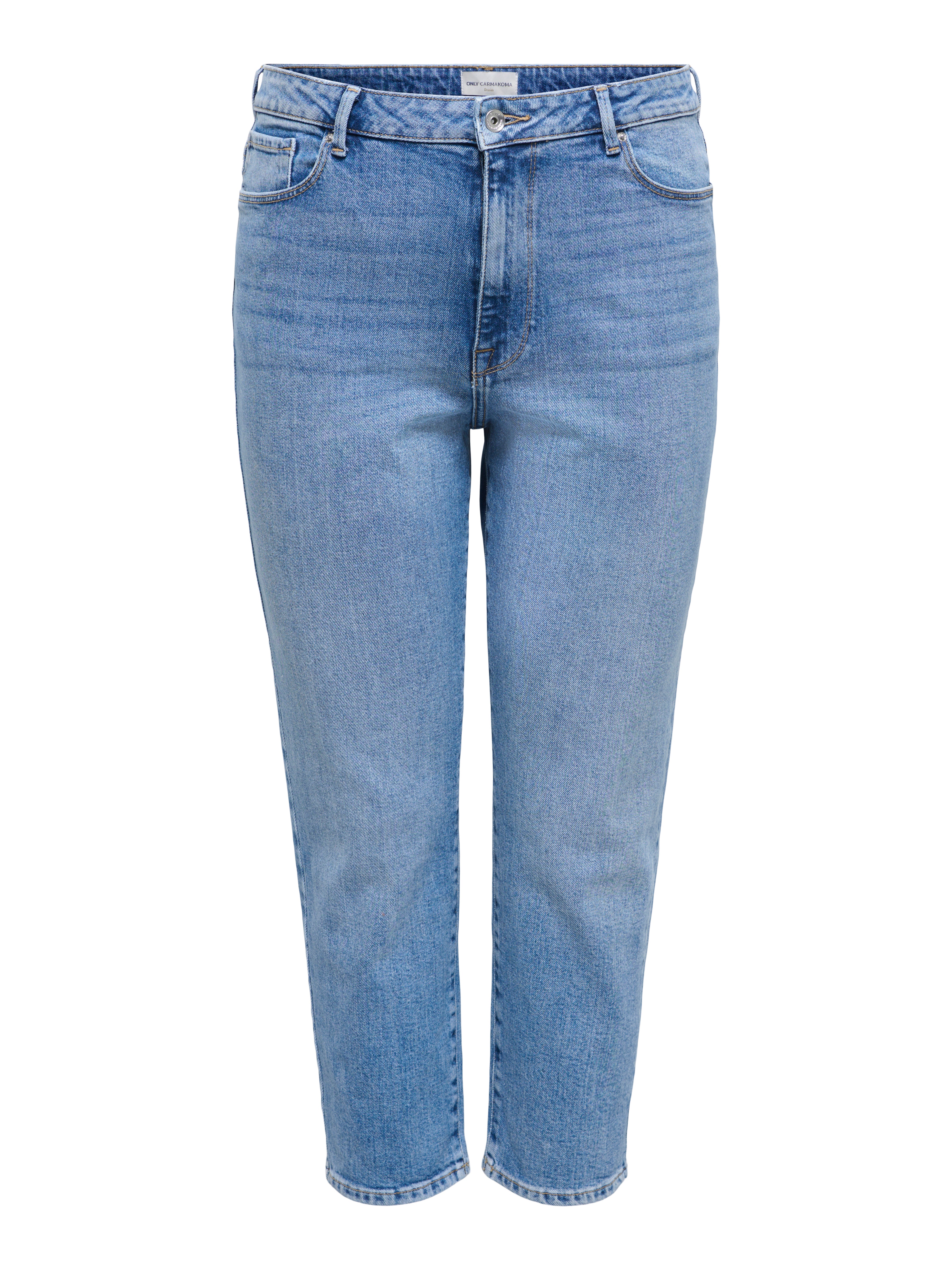 CAREMILY High waist Straight Fit Jeans Medium Blue Denim