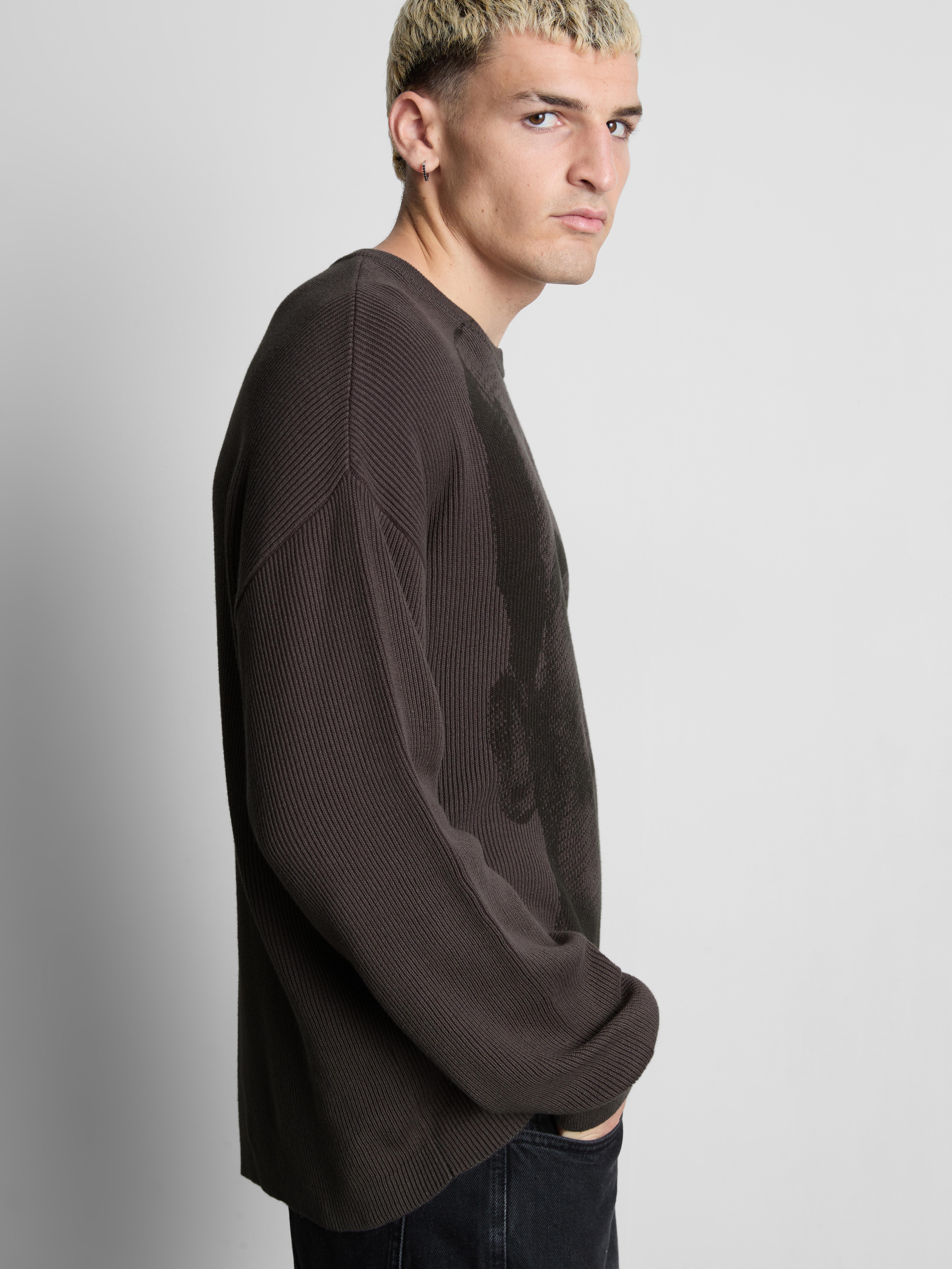 Frankenstein Pure Cotton Graphic Sweater - Gray