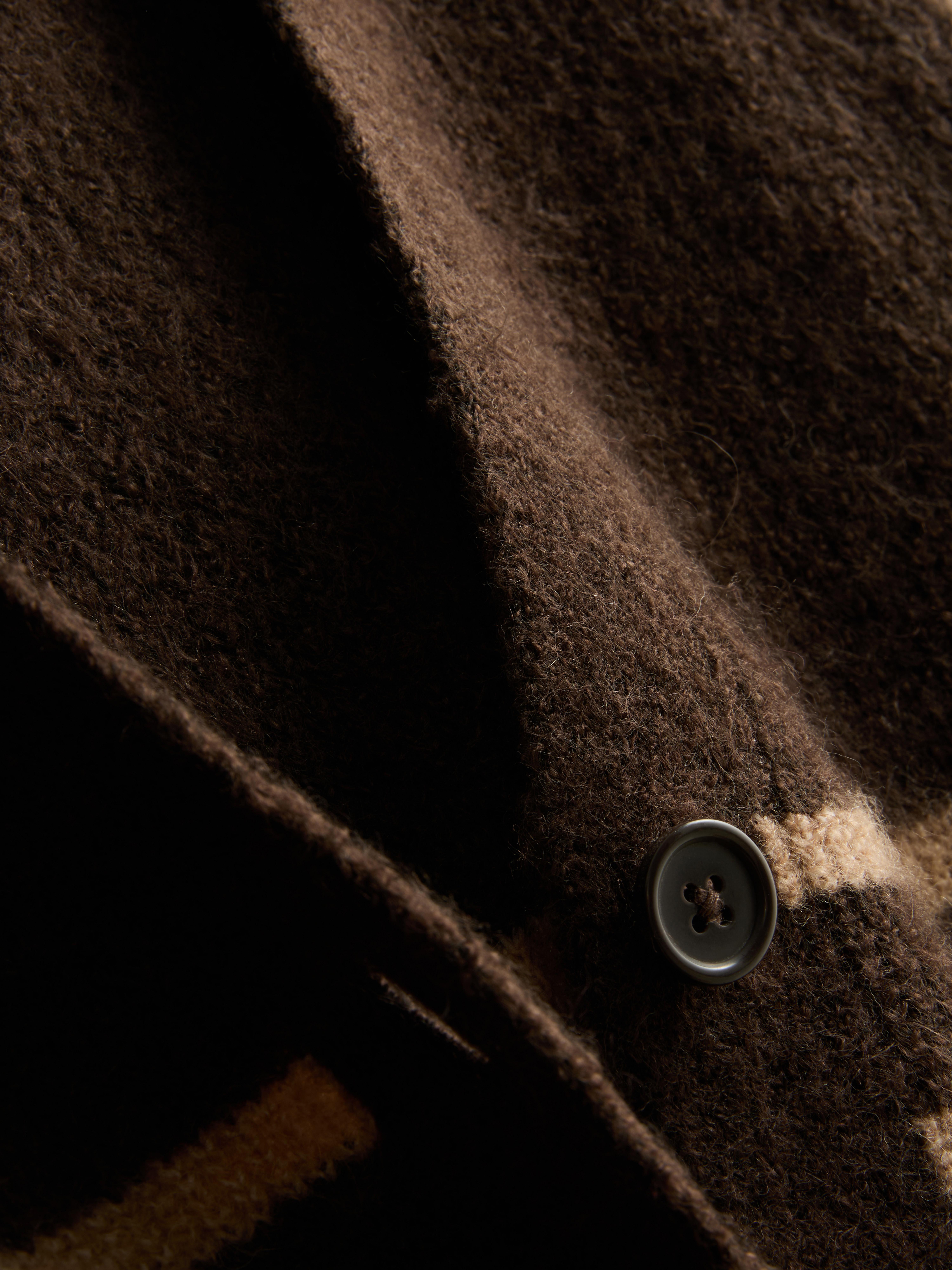 Soft Rib V-Neck Cardigan - Brown