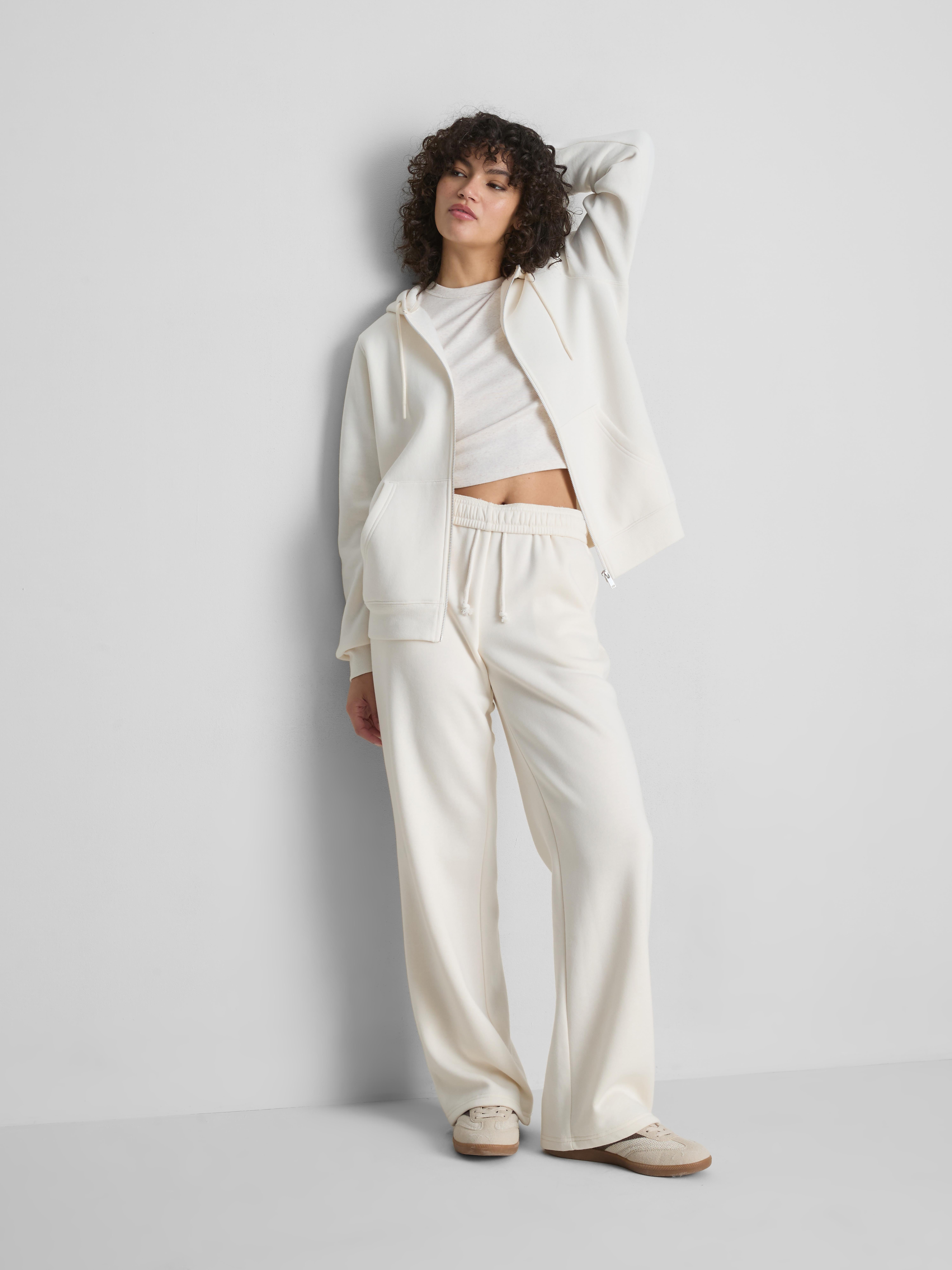 Essential Cotton Blend Zip Through Hoodie - Ivory