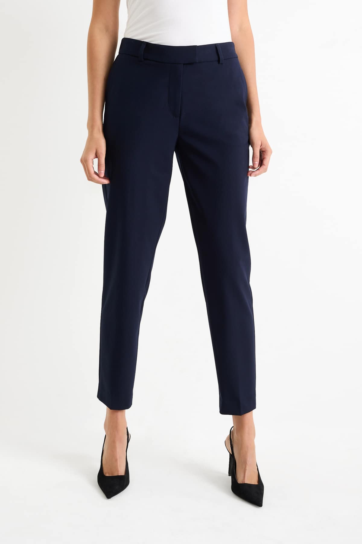 Business trousers - mid-rise waist - slim fit - dark blue