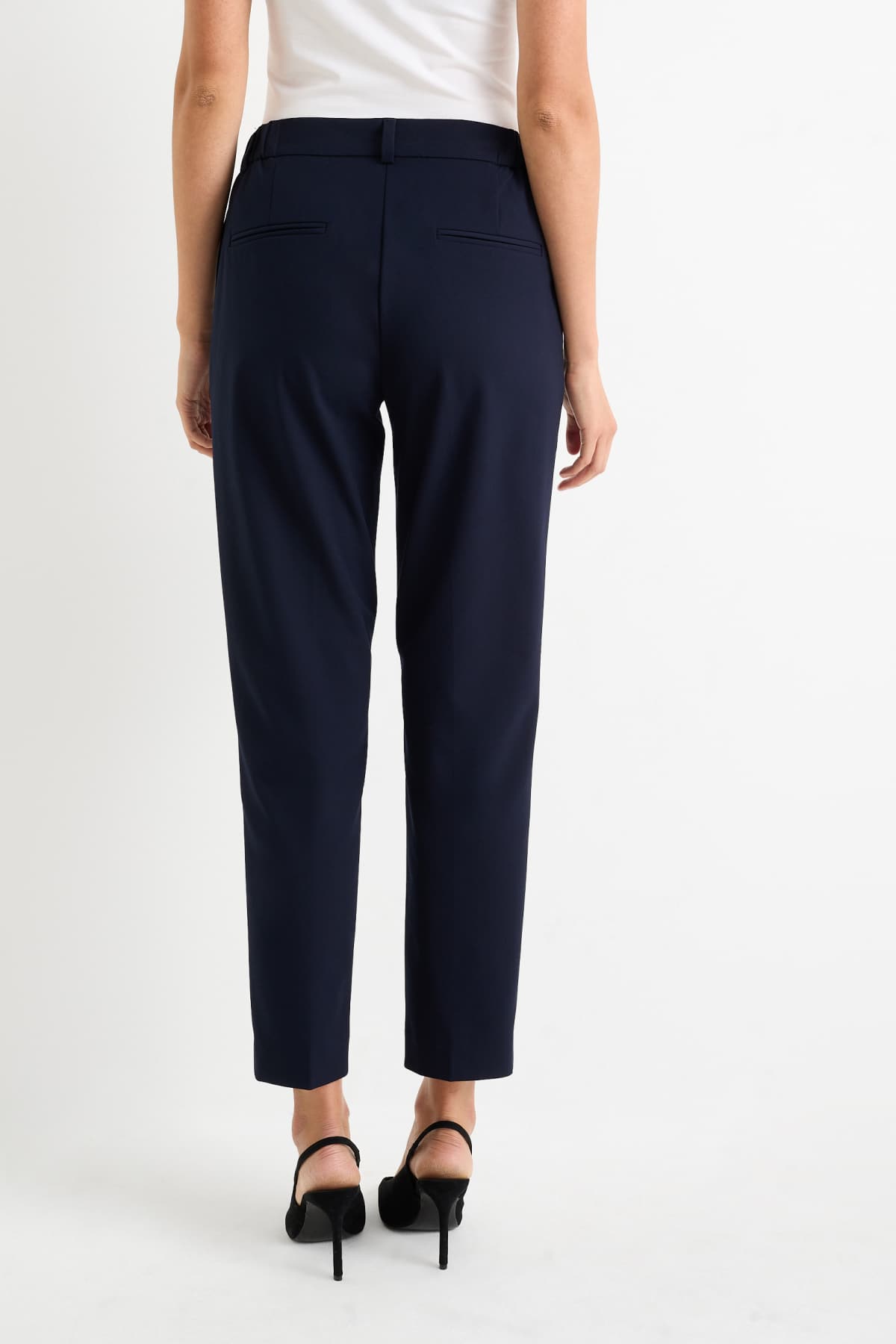 Business trousers - mid-rise waist - slim fit - dark blue
