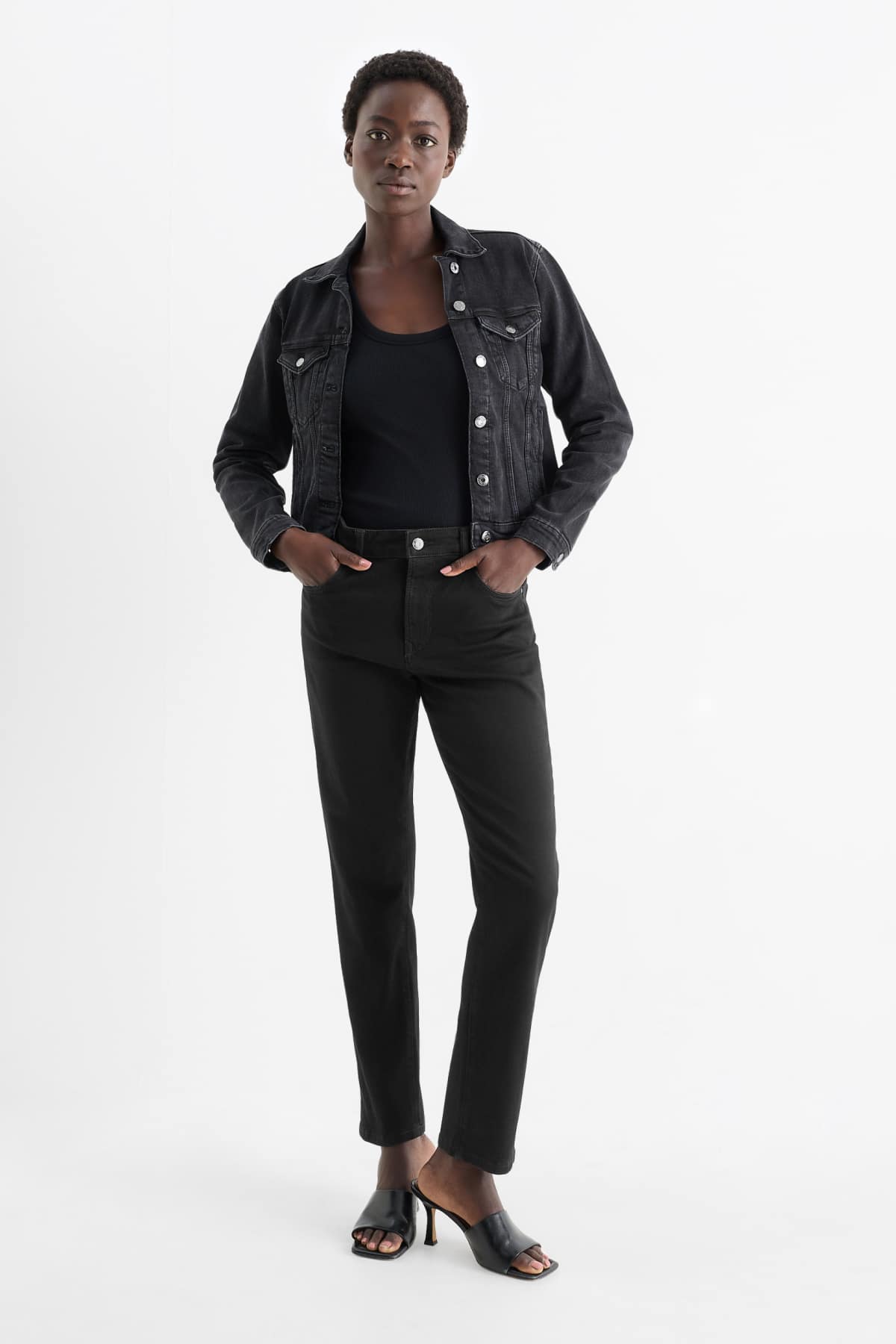 Slim jeans - mid-rise waist - shaping jeans - LYCRA® - black