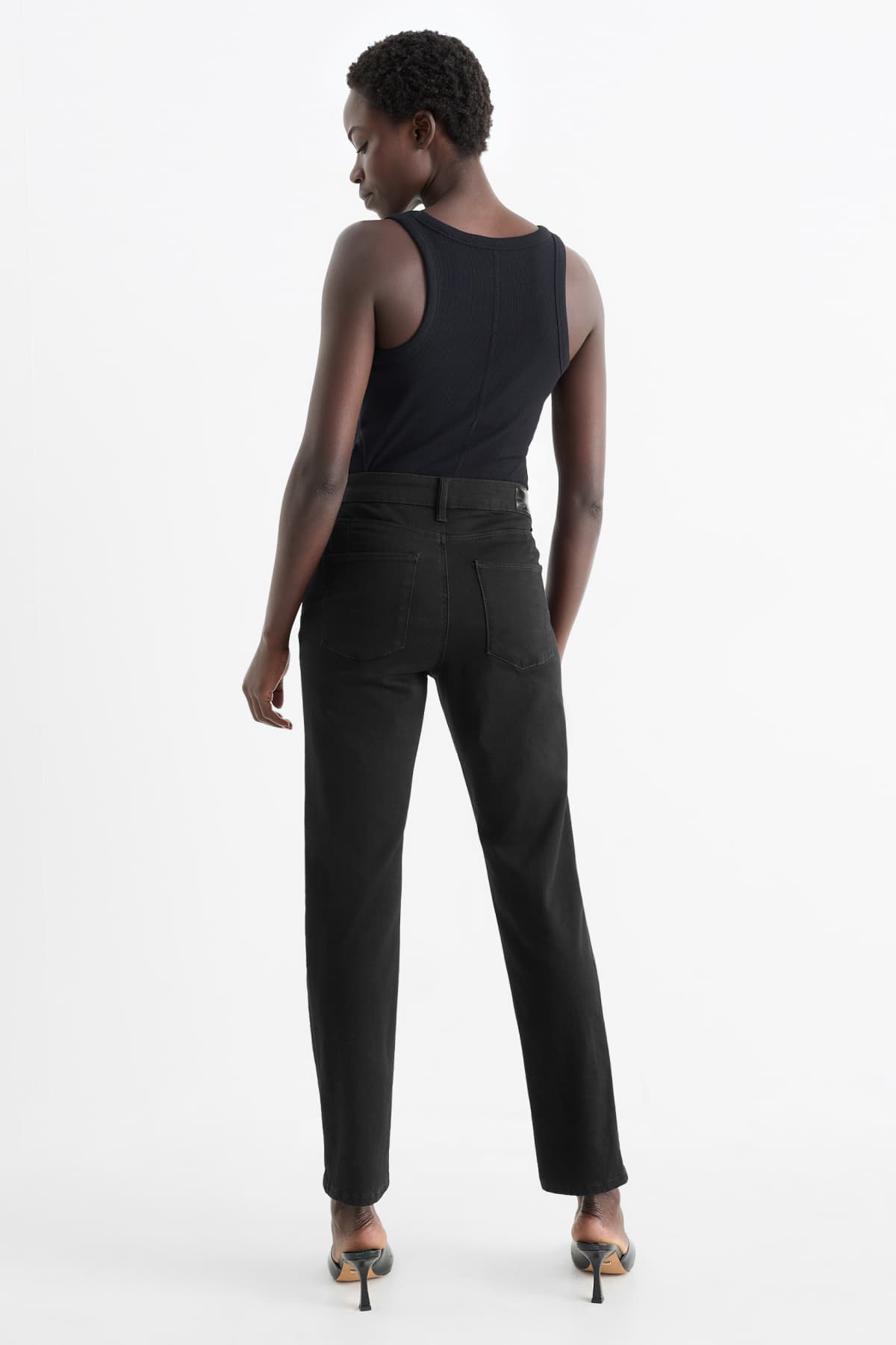 Slim jeans - mid-rise waist - shaping jeans - LYCRA® - black