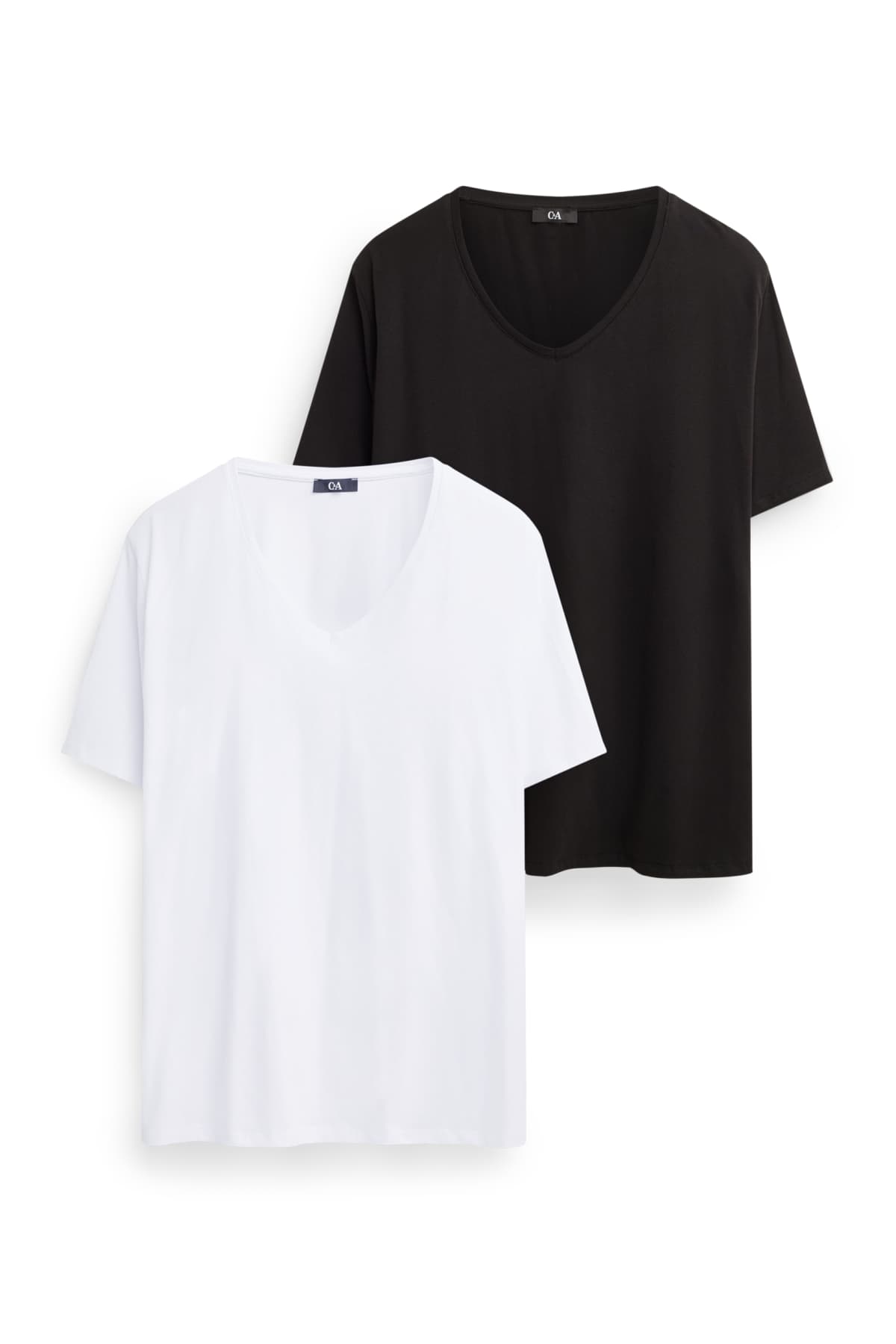 Multipack of 2 - V-neck T-shirt - stretch - LYCRA® - white