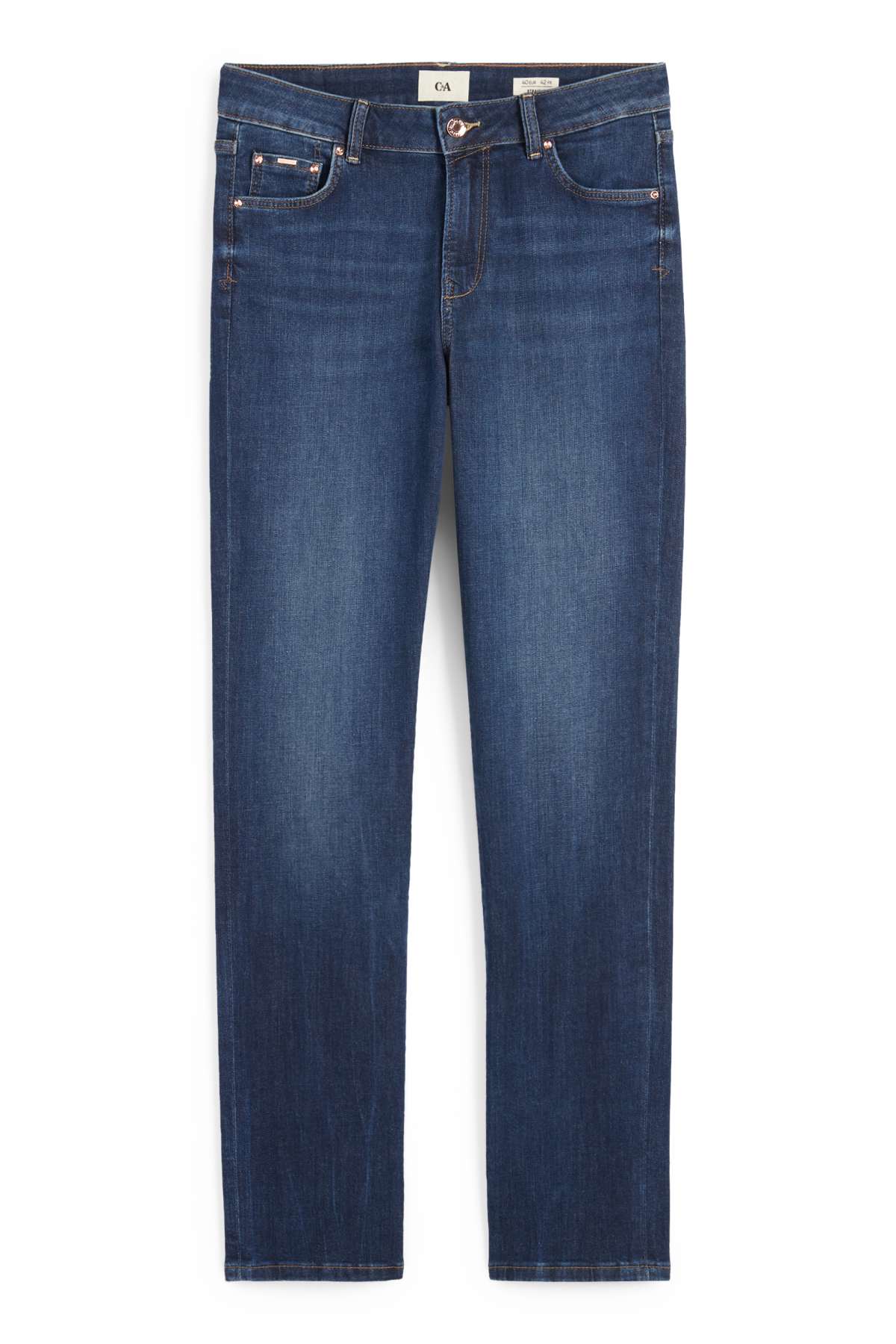 Straight jeans - mid-rise waist - LYCRA® - blue denim
