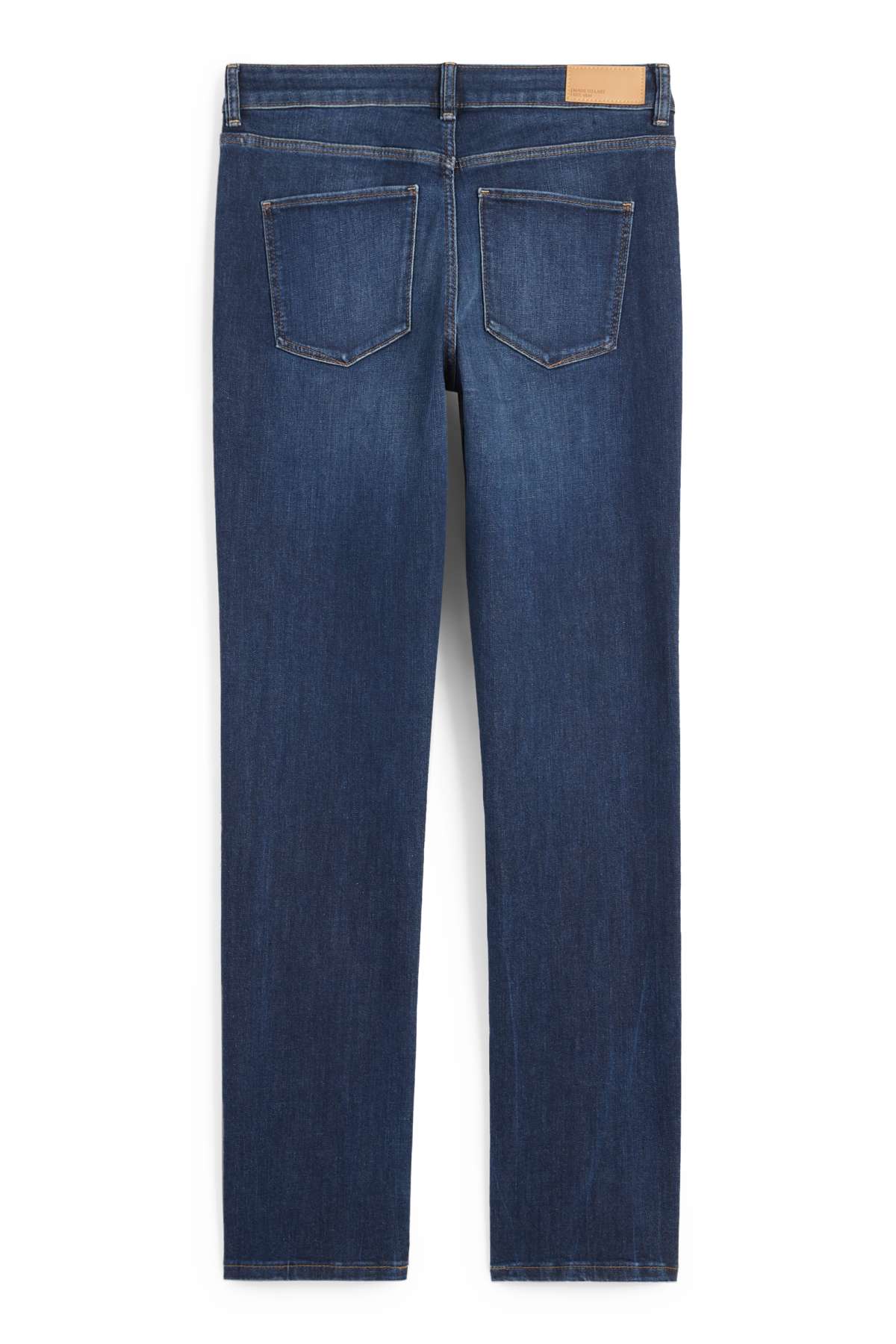 Straight jeans - mid-rise waist - LYCRA® - blue denim