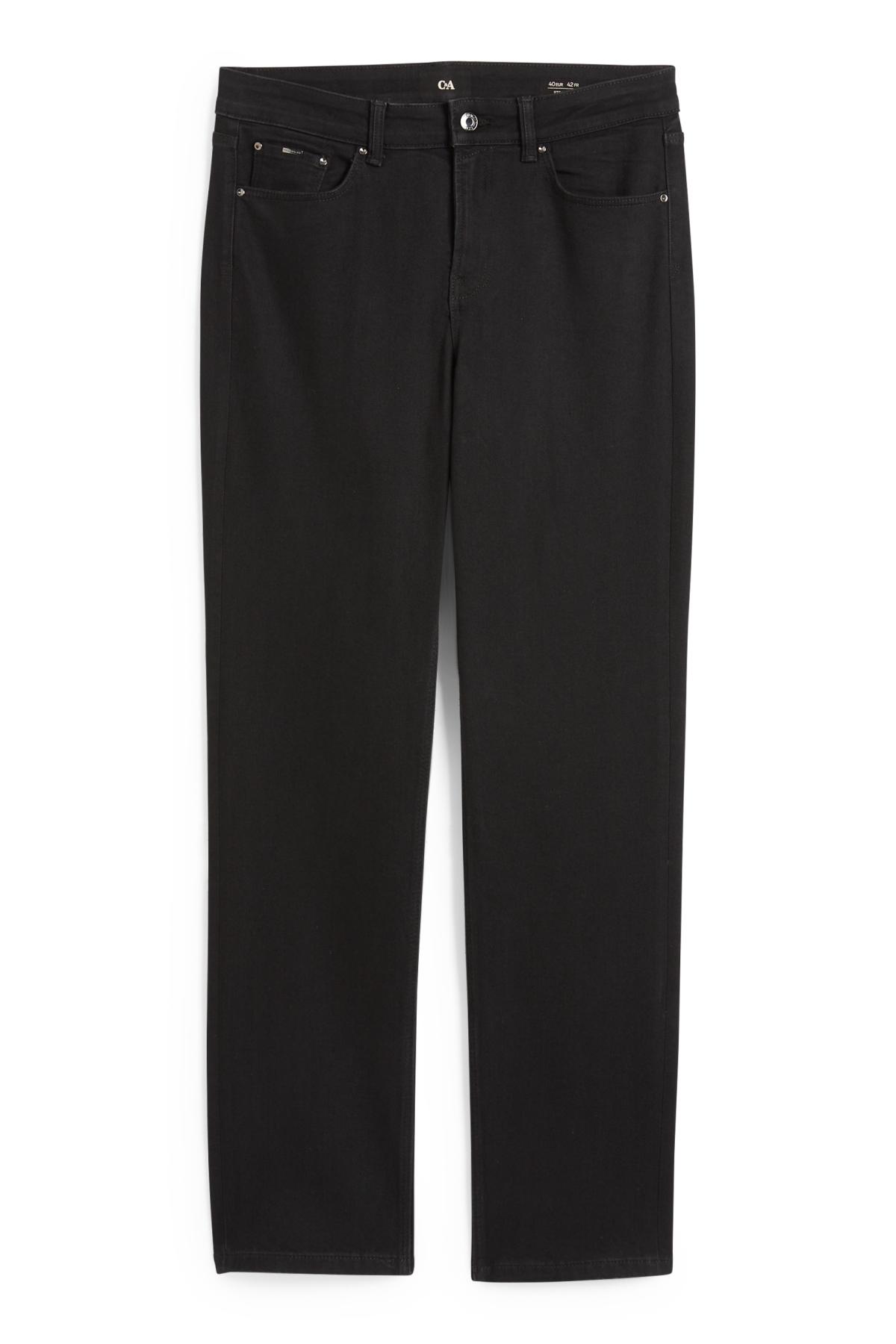 Straight jeans - mid-rise waist - LYCRA® - black