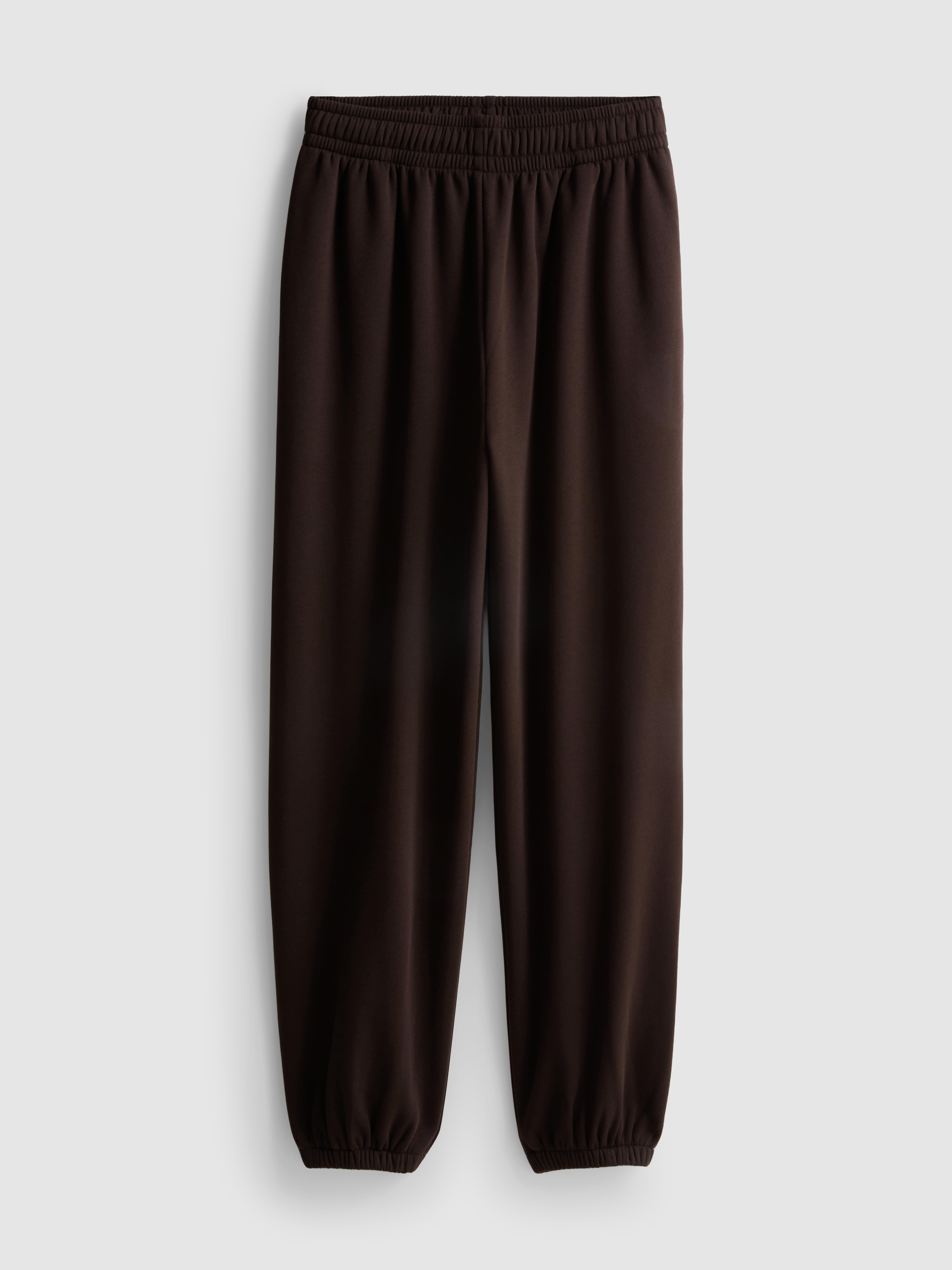 Cotton Blend Cuffed Joggers - Chocolate