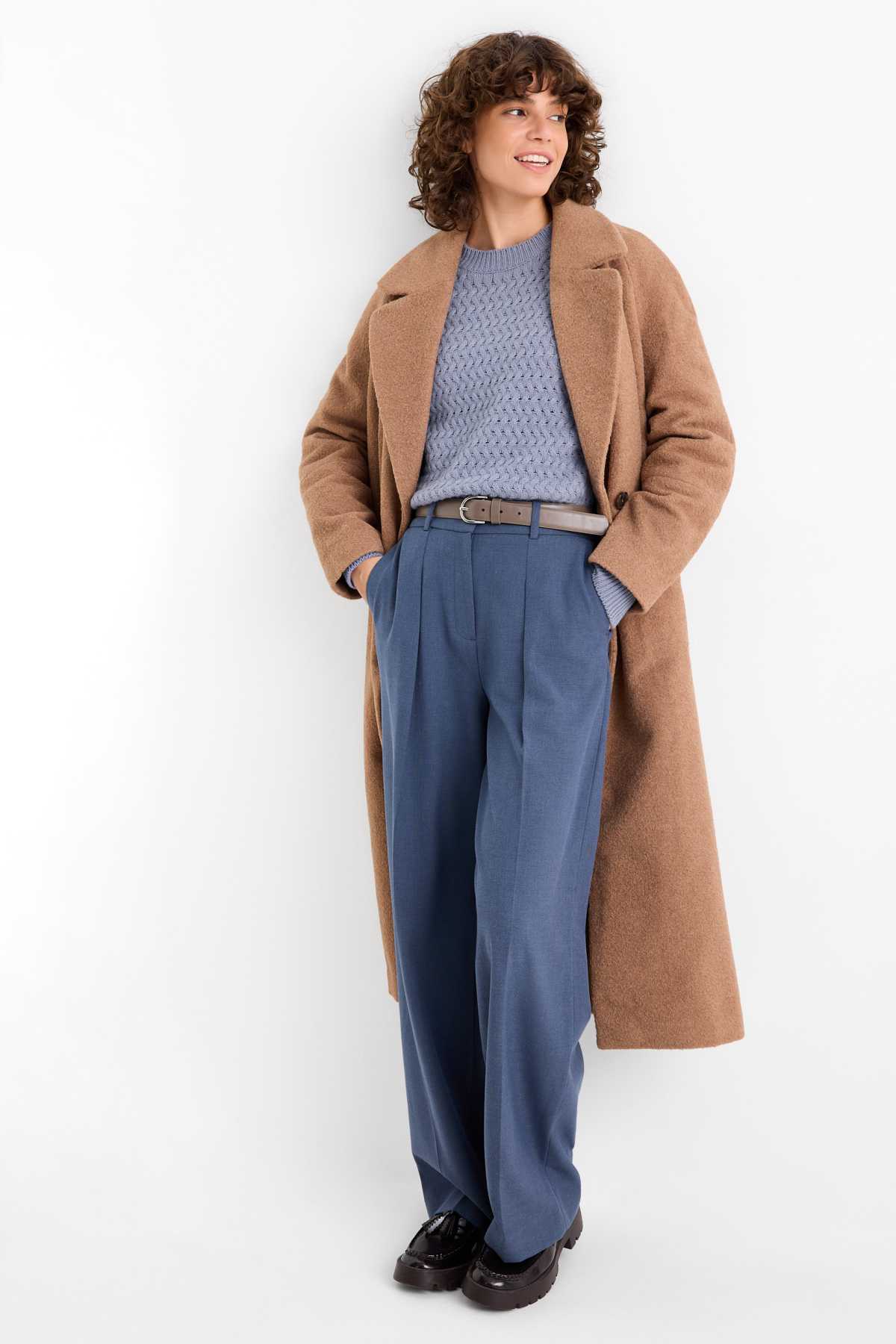 Cashmere jumper - cable knit pattern - blue