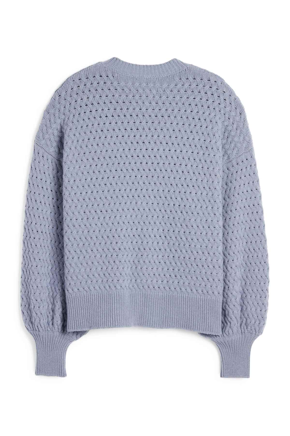 Cashmere jumper - cable knit pattern - blue