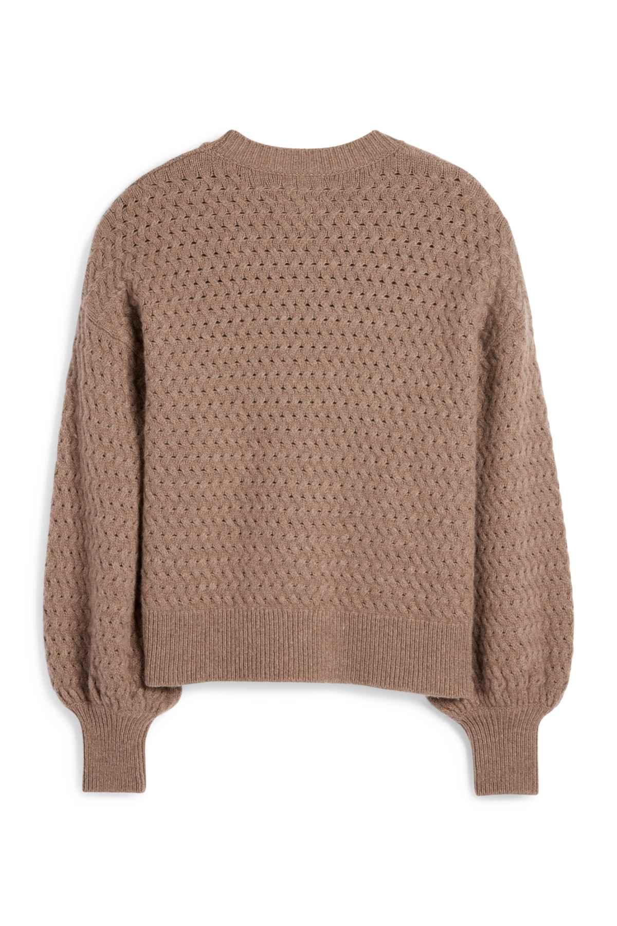Cashmere jumper - cable knit pattern - brown