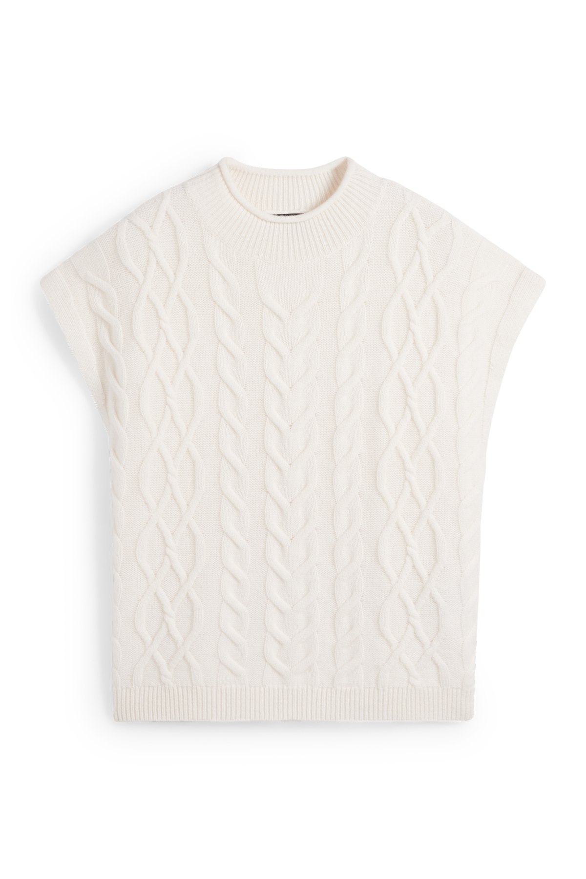 Knitted jumper with cashmere content - short sleeve - wool blend - cremewhite
