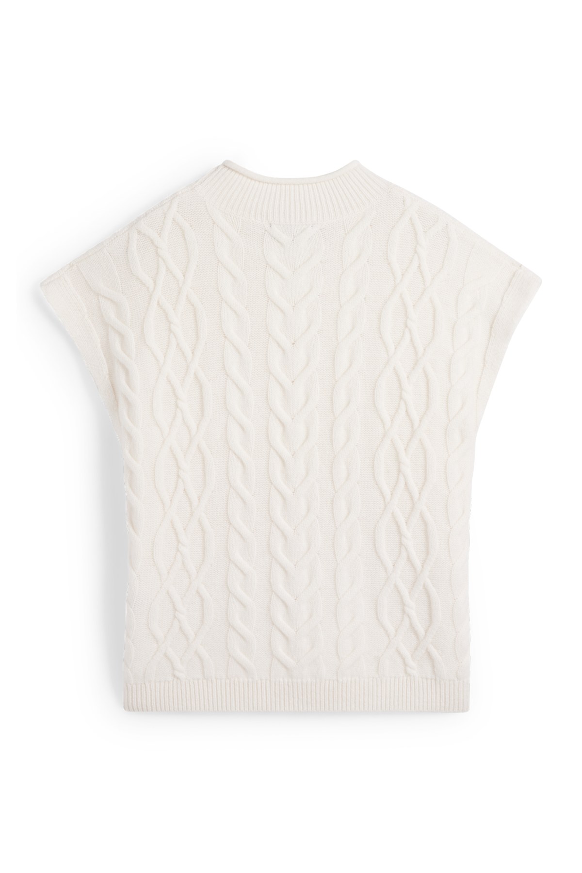 Knitted jumper with cashmere content - short sleeve - wool blend - cremewhite