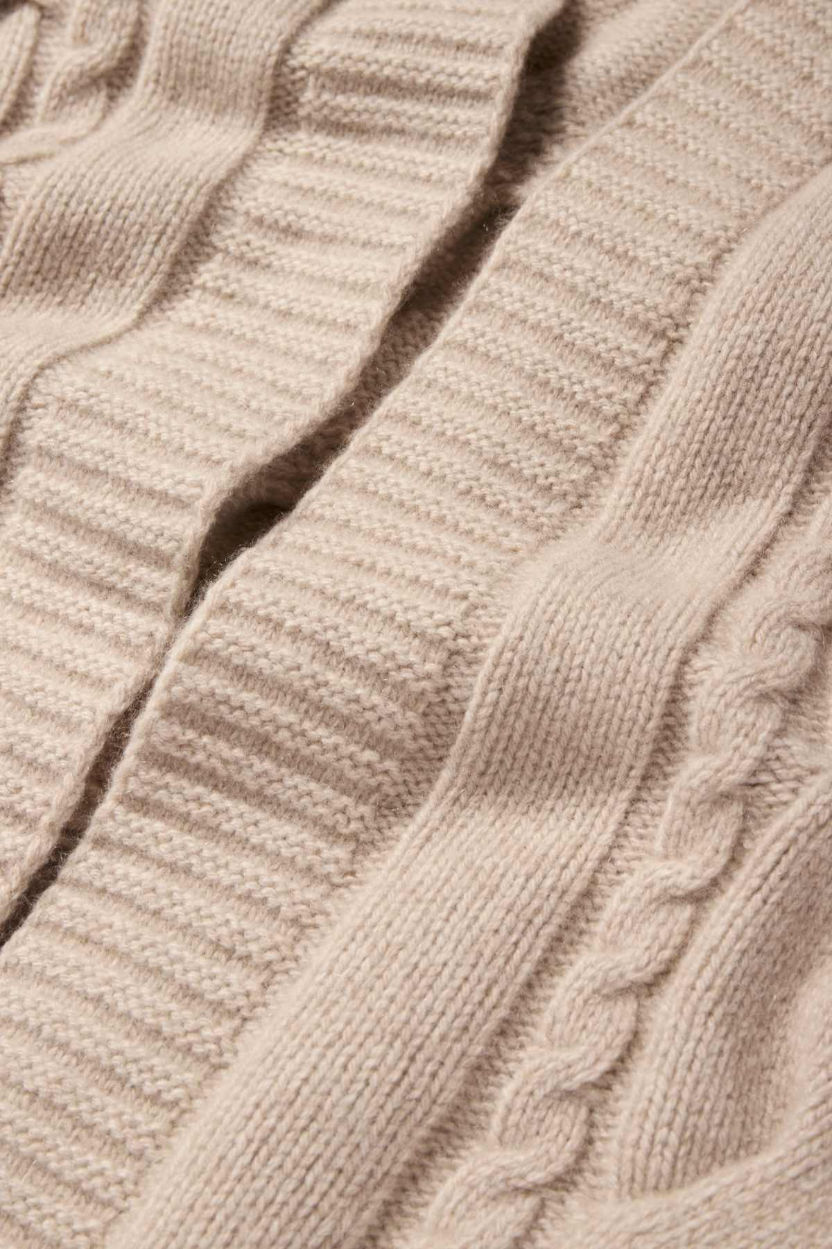 Cashmere cardigan - cable knit pattern - beige