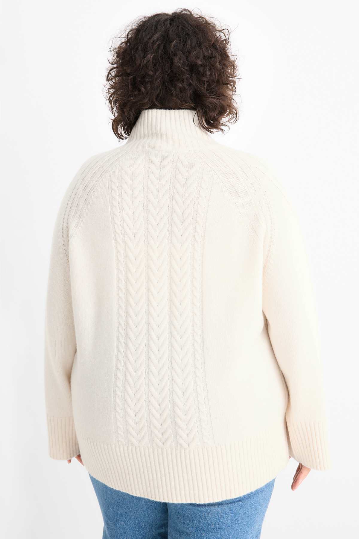Polo neck jumper with cashmere - wool blend - white