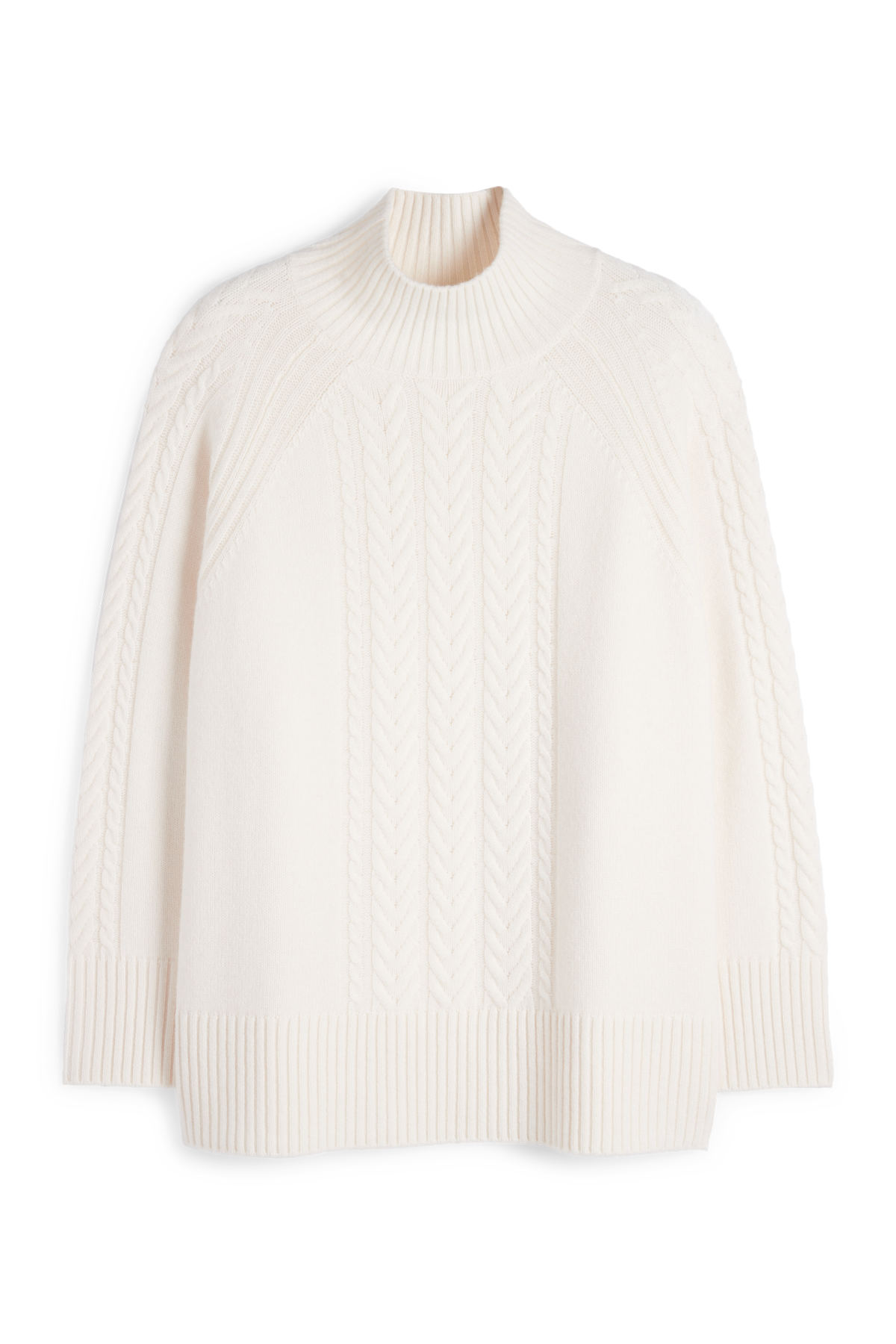 Polo neck jumper with cashmere - wool blend - white