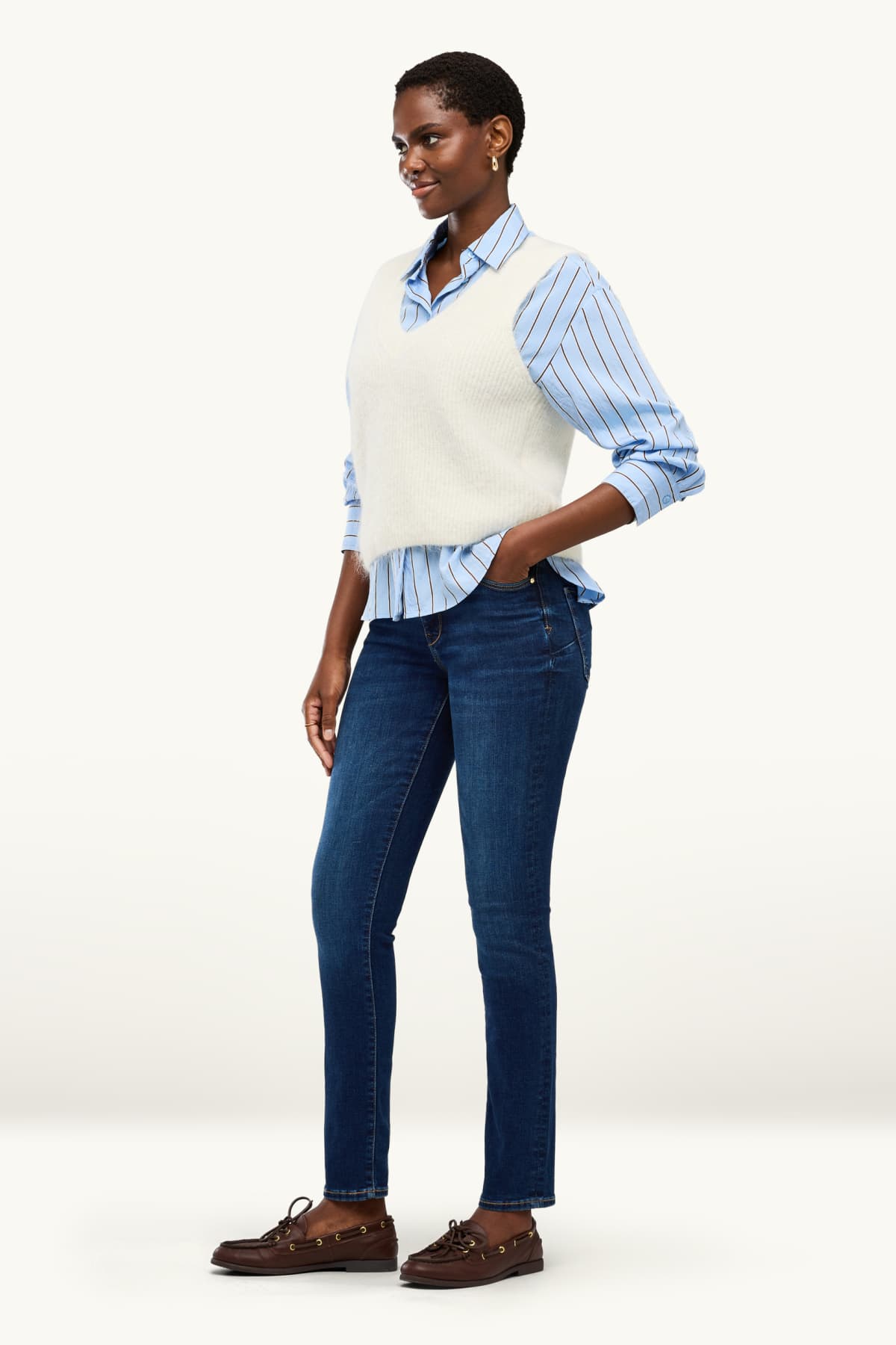 Slim jeans - mid-rise waist - shaping jeans - LYCRA® - denim-dark blue