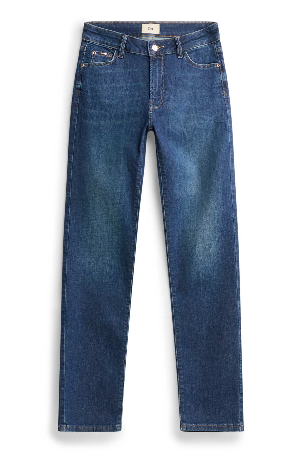 Straight jeans - mid-rise waist - LYCRA® - blue denim