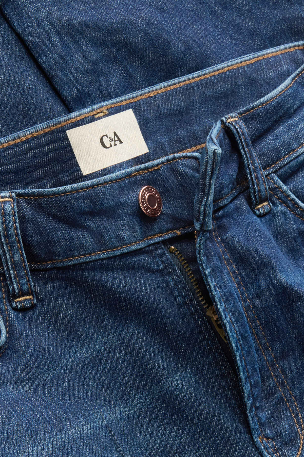 Straight jeans - mid-rise waist - LYCRA® - blue denim