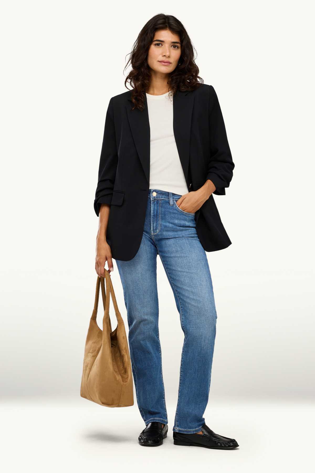 Straight jeans - mid-rise waist - LYCRA® - blue denim