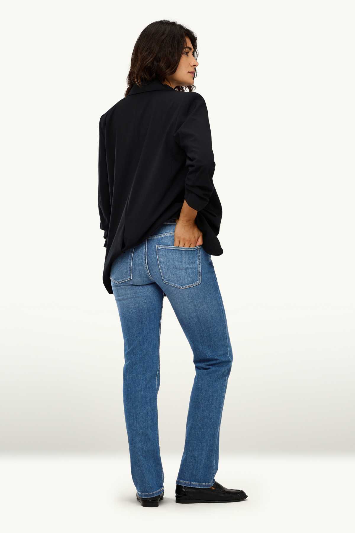 Straight jeans - mid-rise waist - LYCRA® - blue denim