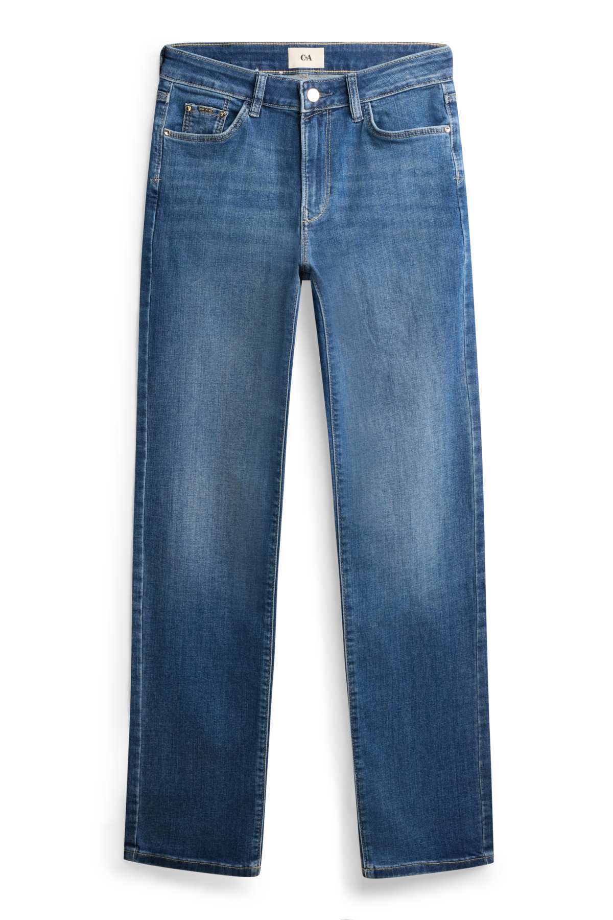 Straight jeans - mid-rise waist - LYCRA® - blue denim