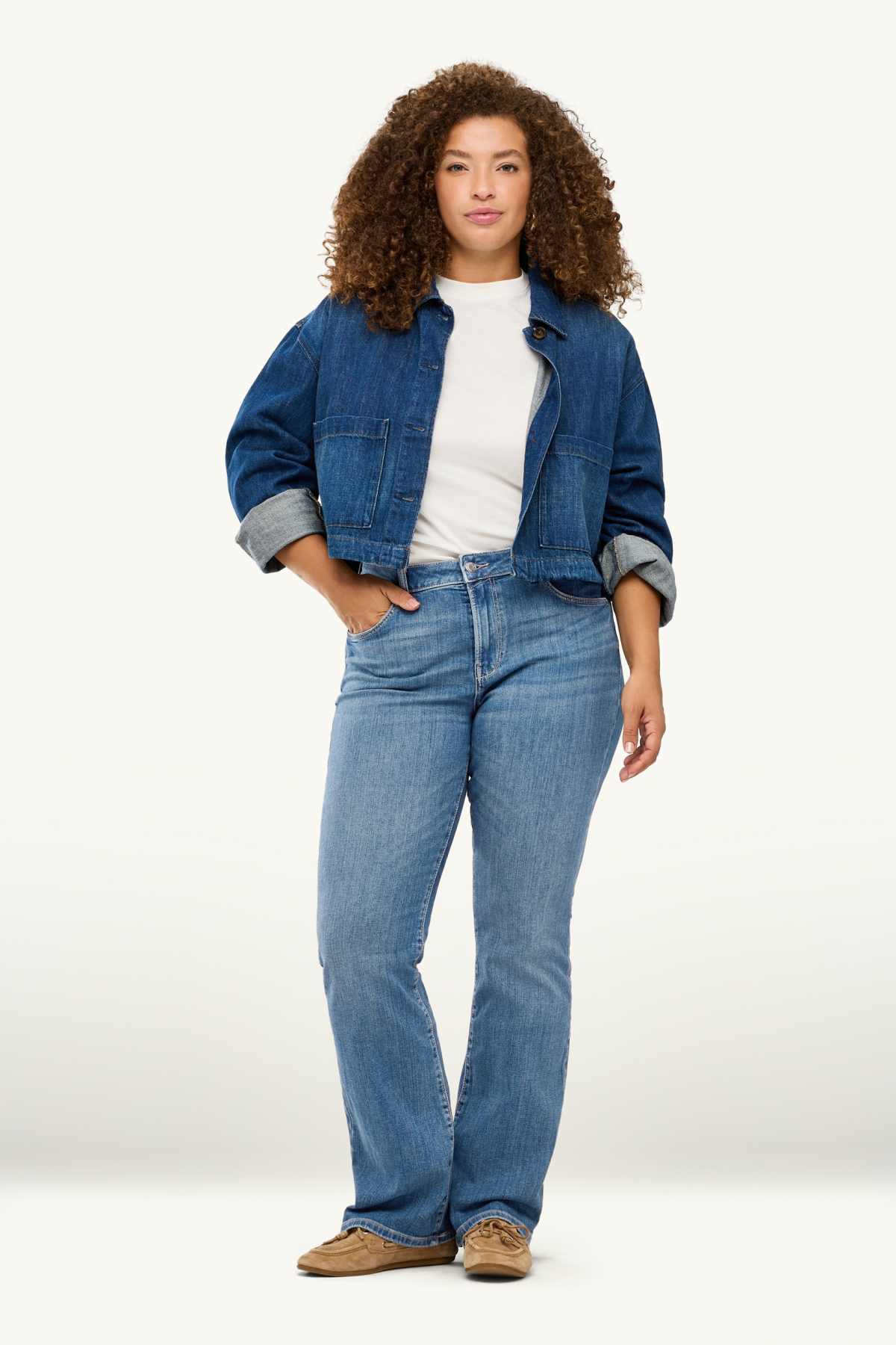 Bootcut jeans - mid-rise waist - LYCRA® - blue denim