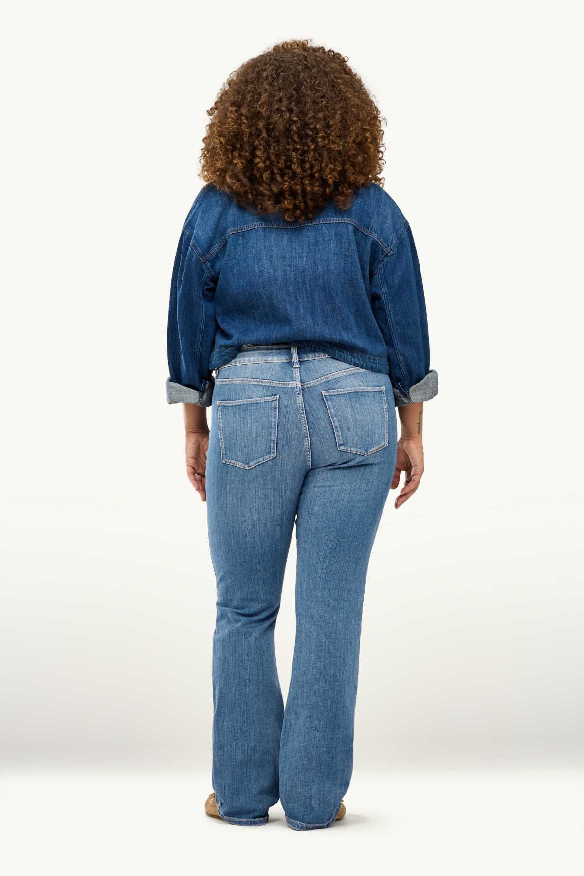 Bootcut jeans - mid-rise waist - LYCRA® - blue denim