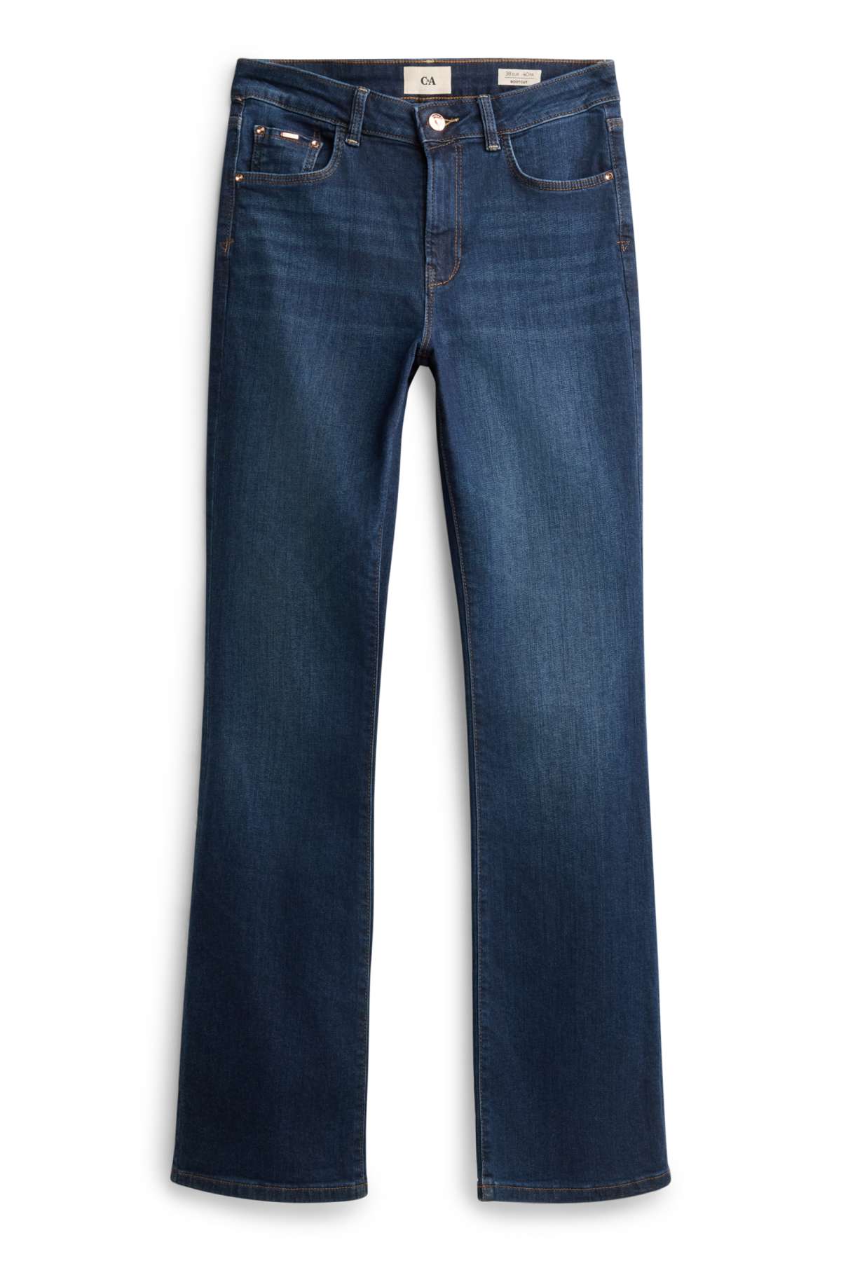 Bootcut jeans - mid-rise waist - blue denim