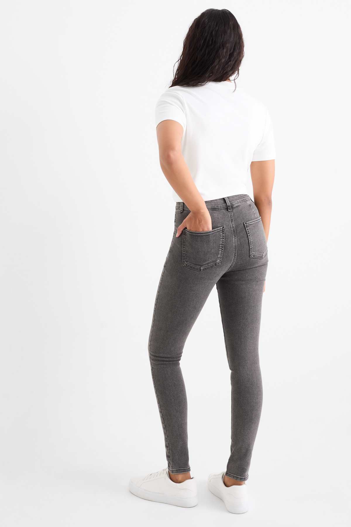 Jegging jeans - high waist - denim-gray