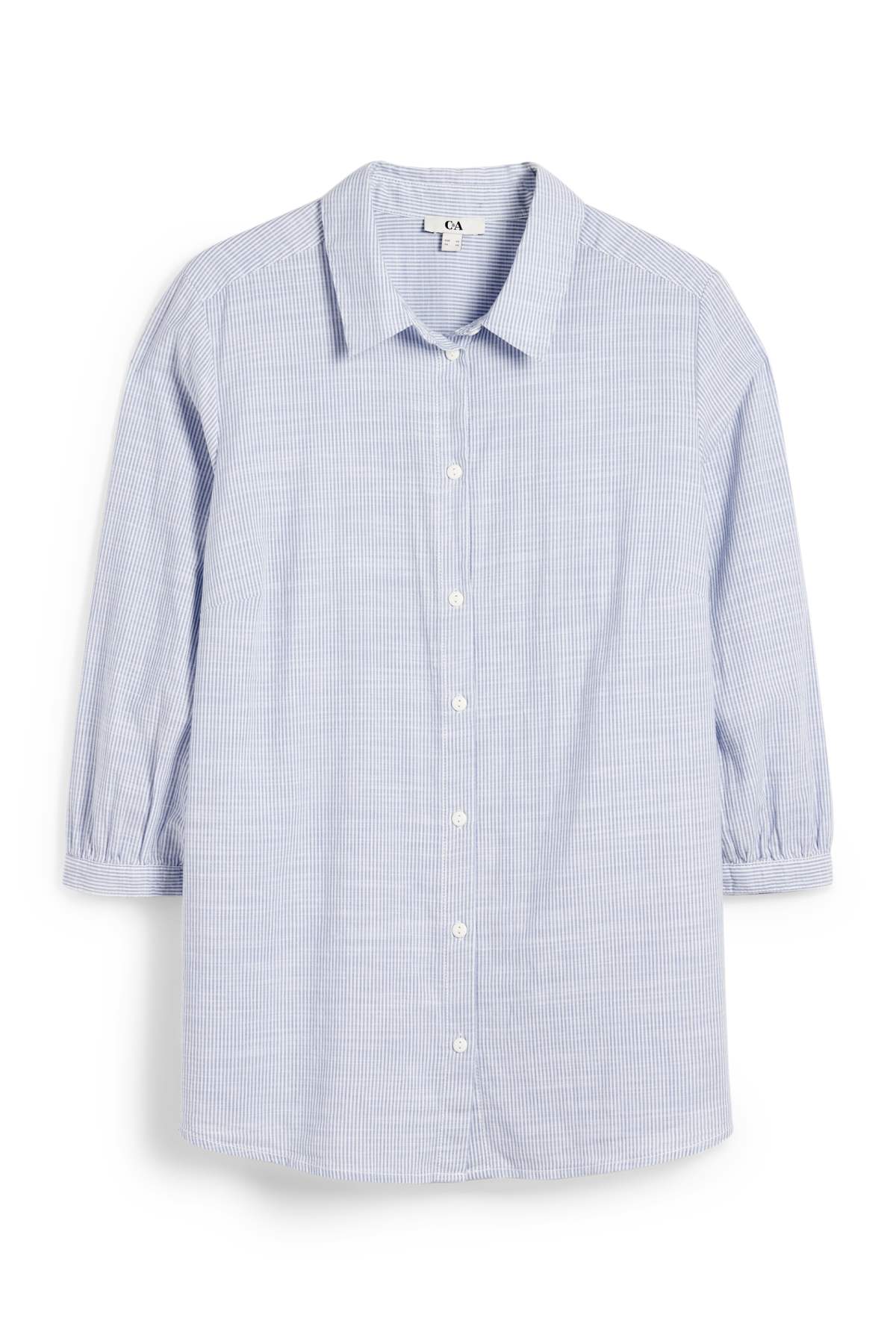 Blouse - striped - white / light blue