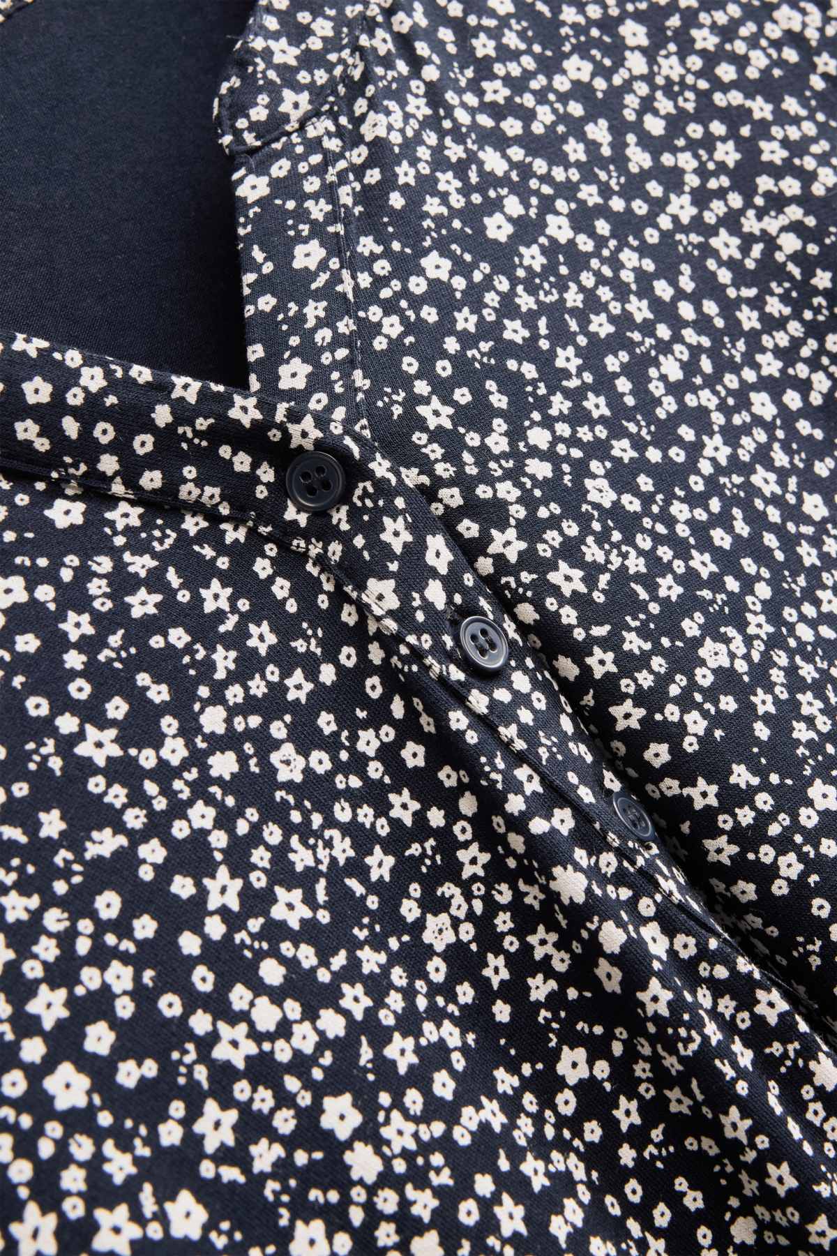 V-neck T-shirt - floral - dark blue / white