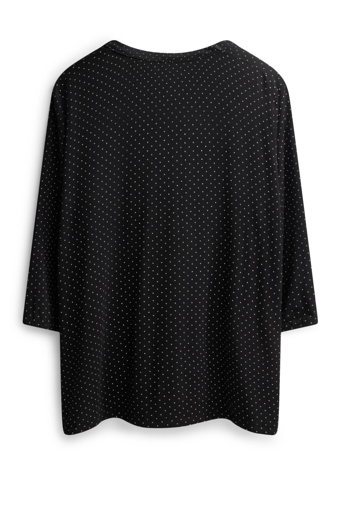 Long sleeve top - polka dot - black / white