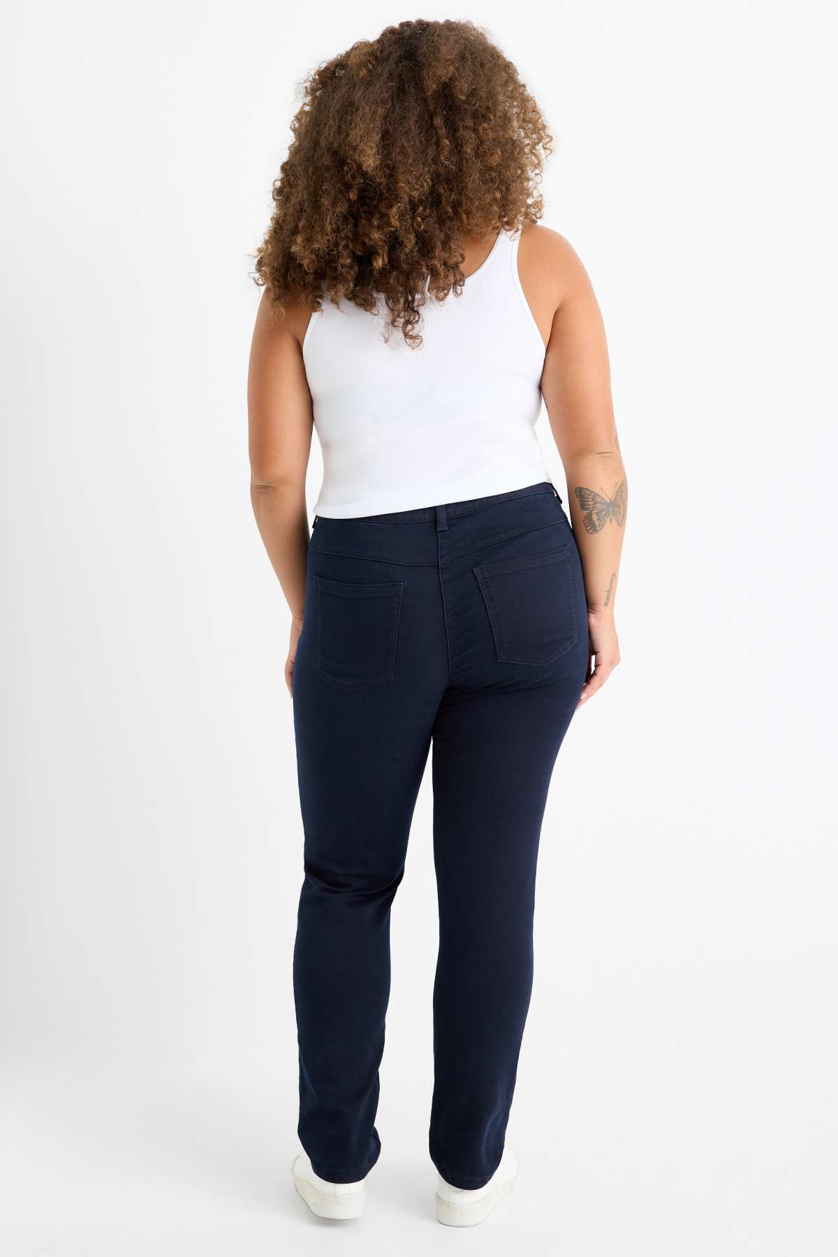 Slim jeans - mid-rise waist - dark blue
