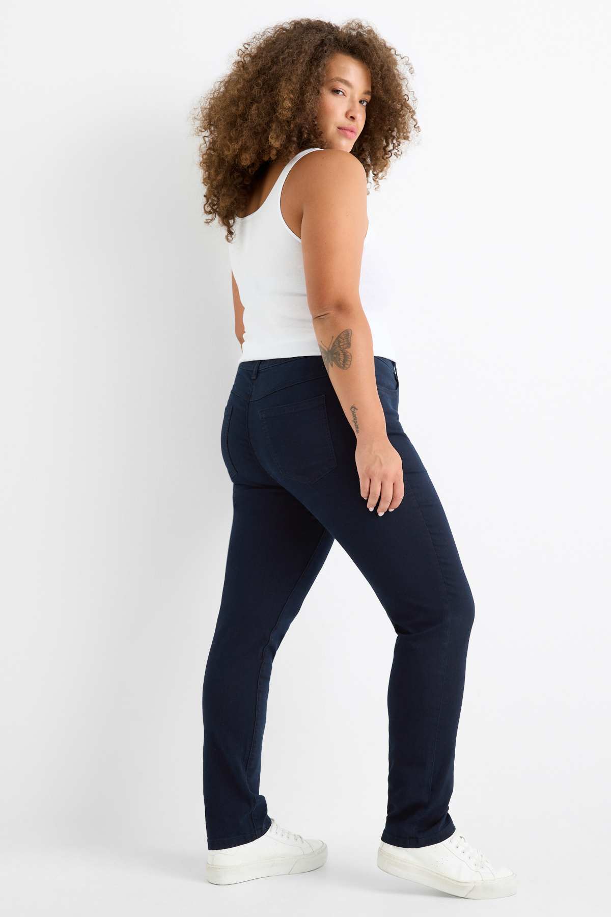 Slim jeans - mid-rise waist - dark blue