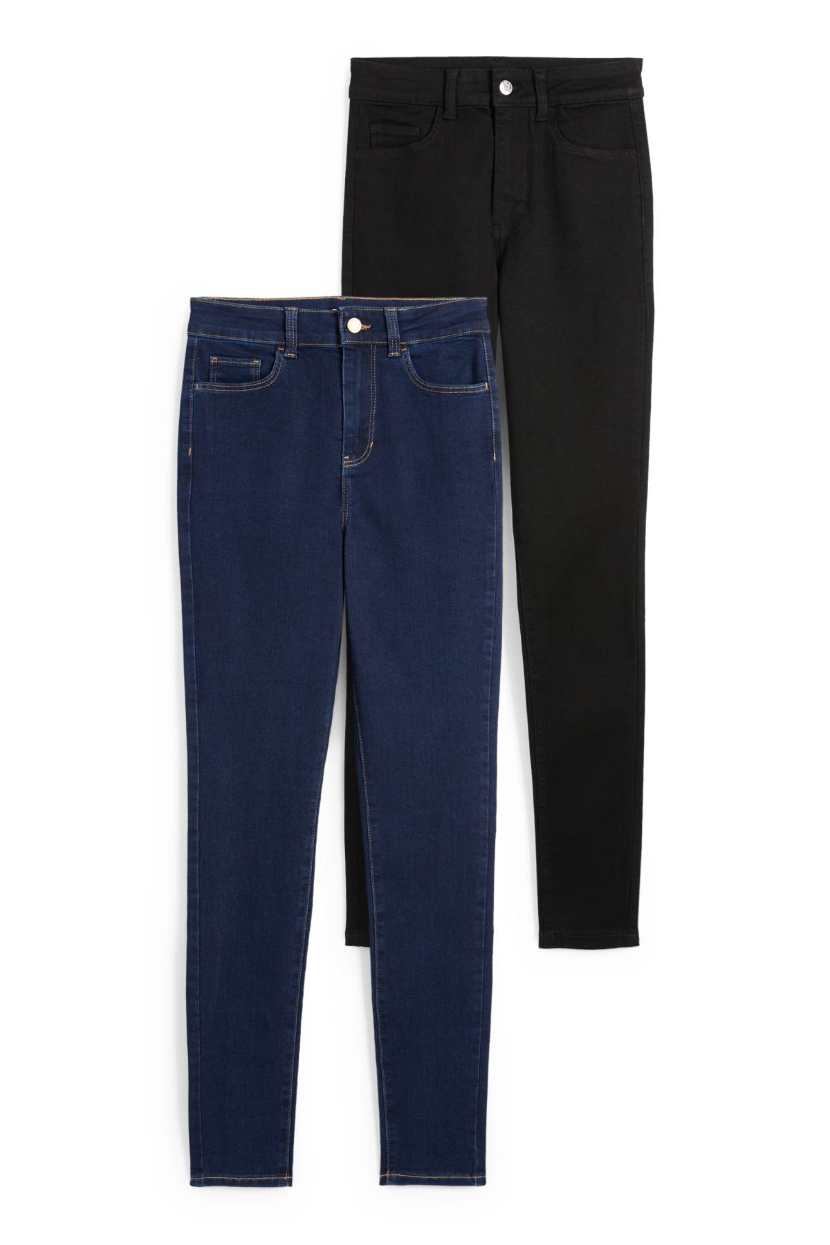 Multipack of 2 - jegging jeans - high waist - blue / black