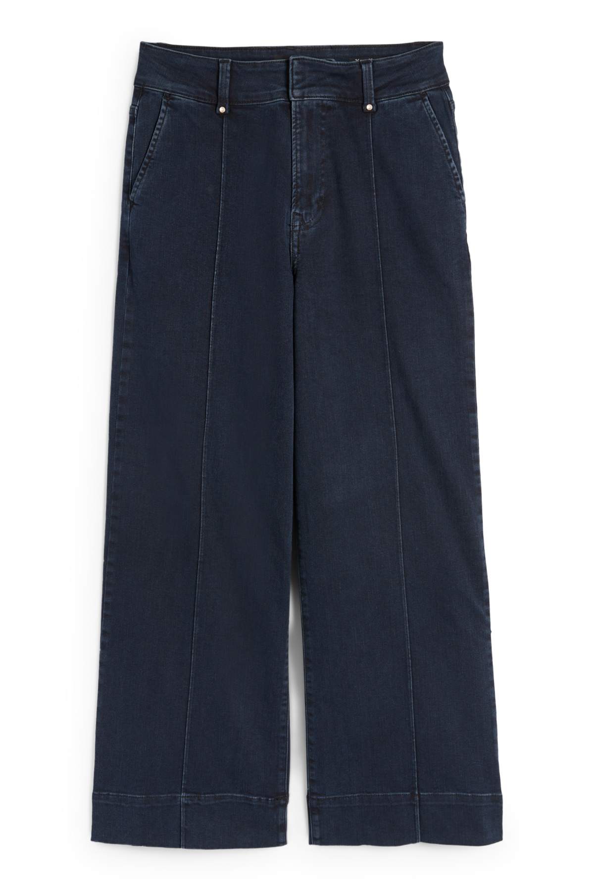 Wide leg jeans - high waist - denim-dark blue